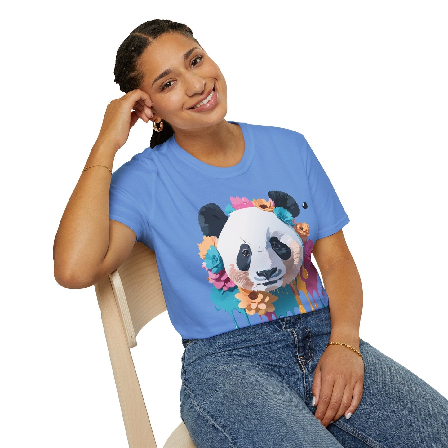 Unisex Panda Shirt Softstyle Cotton Tee For Everyday Wear With Cute Animal Print