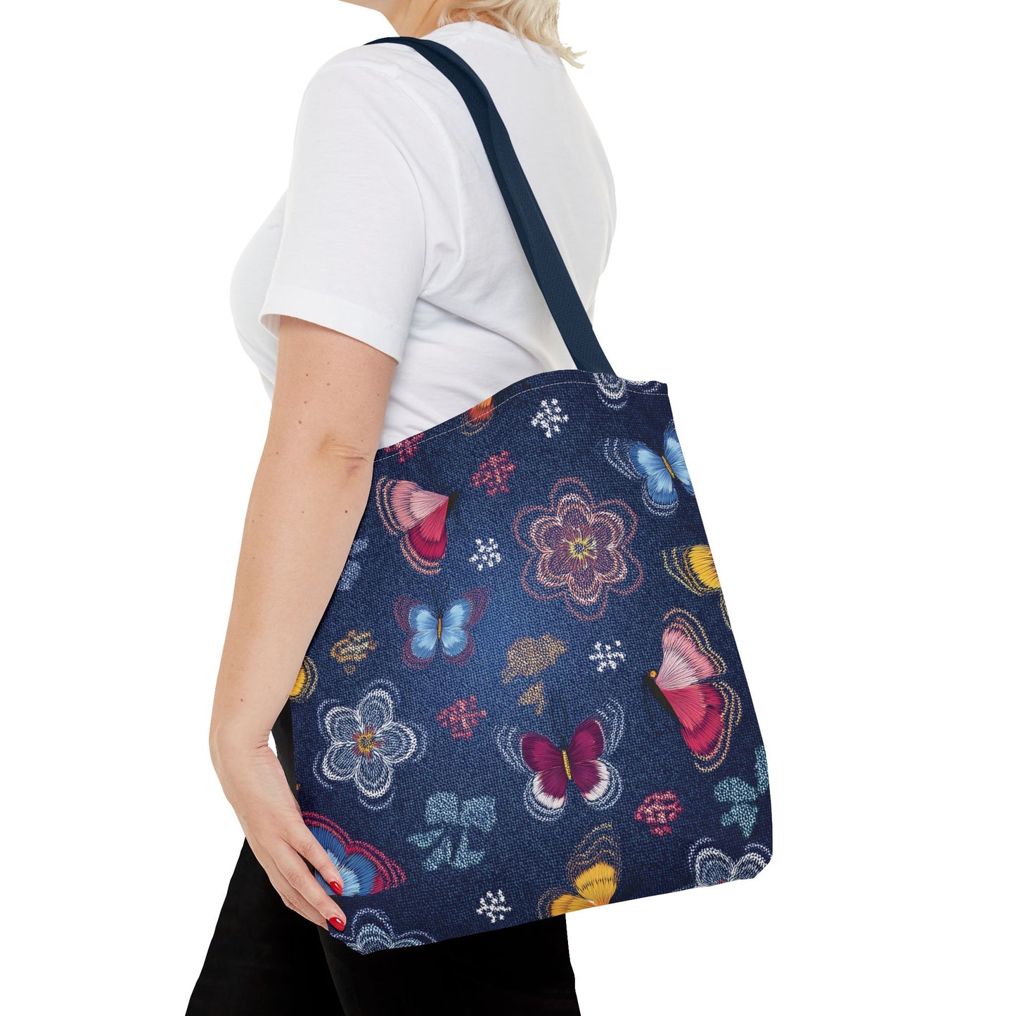 Denim Fabric Imitation Print Unisex Canvas Bag Poly Spun 3 Sizes Tote Bag 168