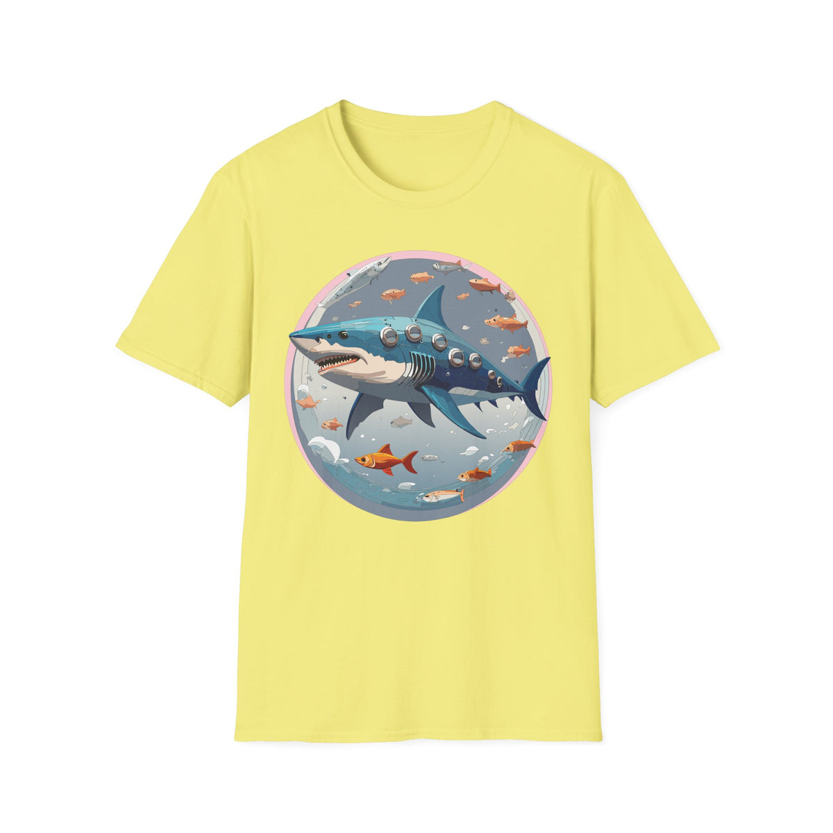 Steampunk Shark T-Shirt | Submarine Porthole Ocean Illustration