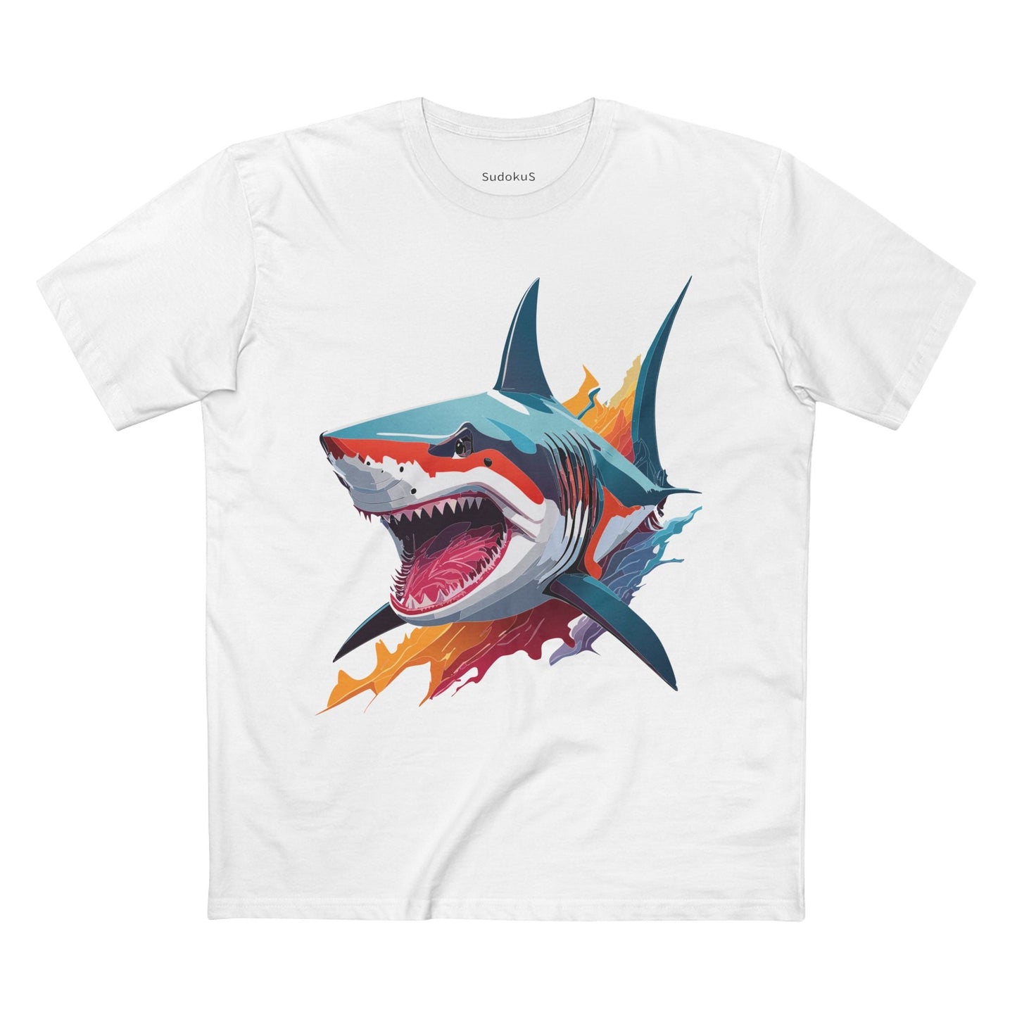 Shark Graphic Unisex 100 Cotton Staple Tee with Animal Design Artwork 12