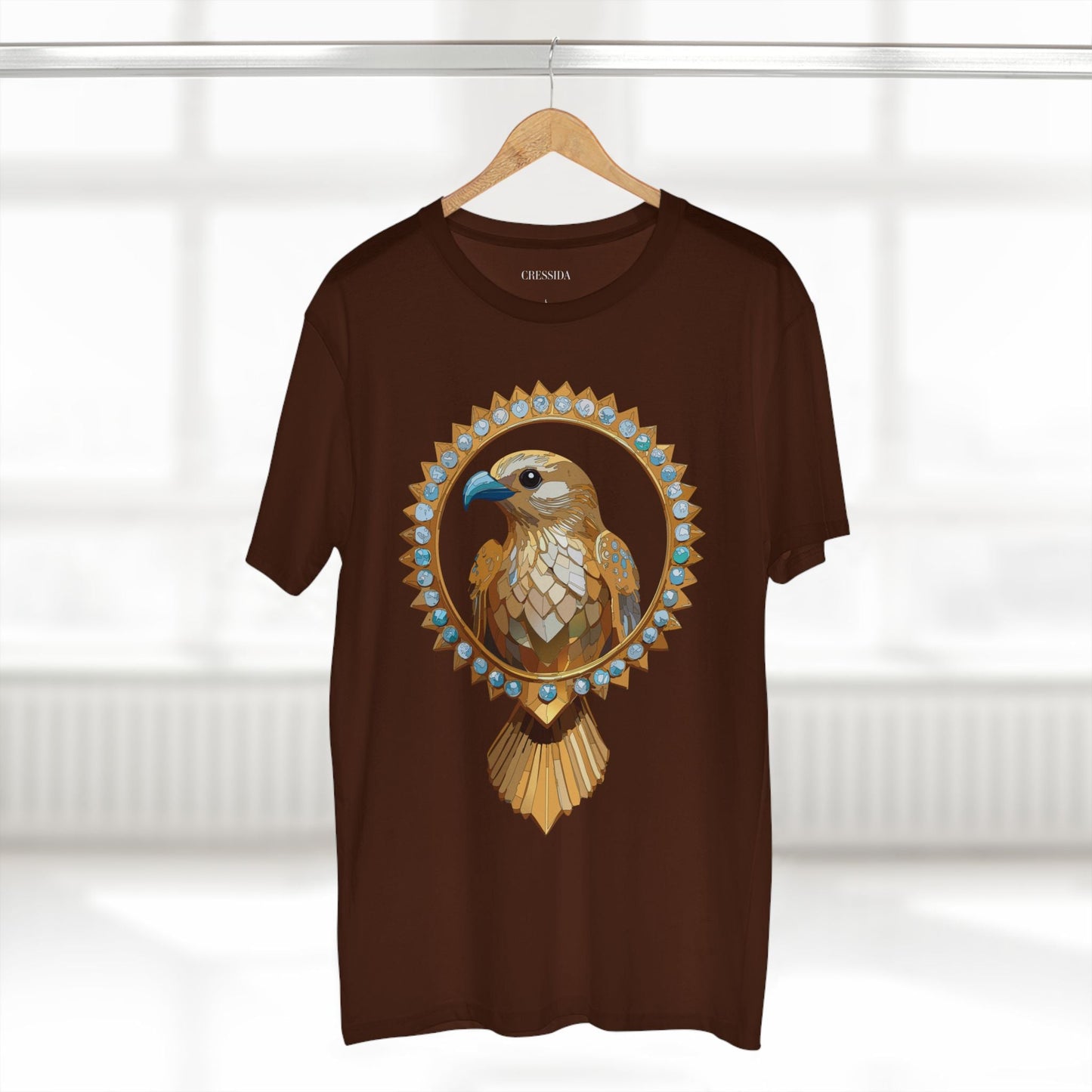 Bird Graphic Unisex 100 Cotton Tee With Unique Animal Golden Medallion Art Design 18