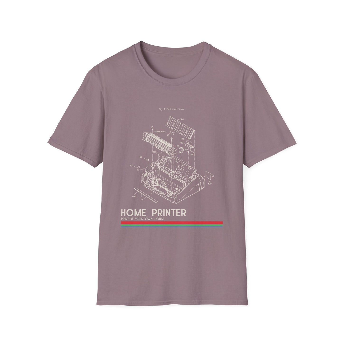 Unisex Cotton T-Shirt Vintage Home Printer Blueprint Tee Home Printer Works 4 Microdots Slogan