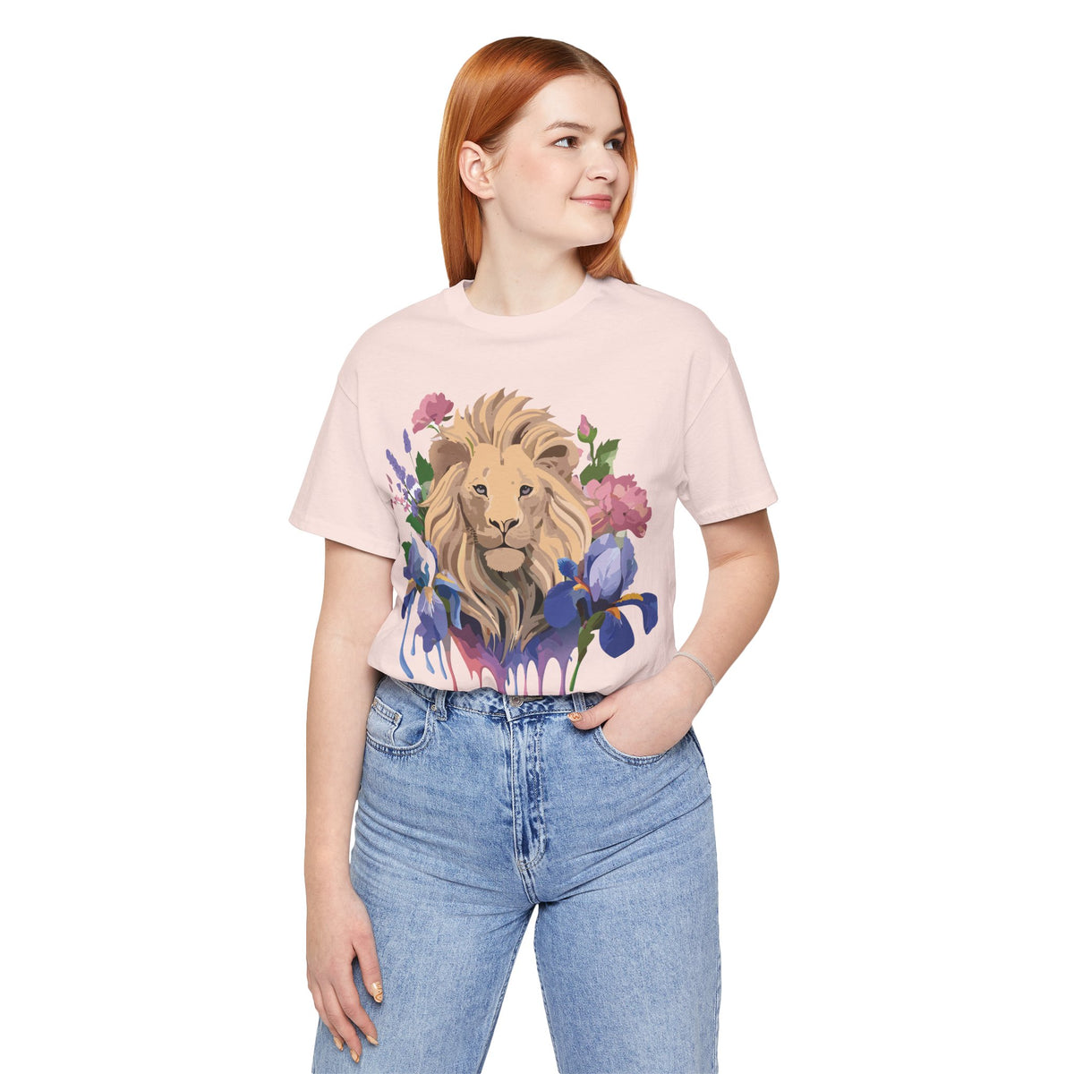 Lion Graphic Unisex Cotton Bella+Canvas Tee with Art Animal Design e318