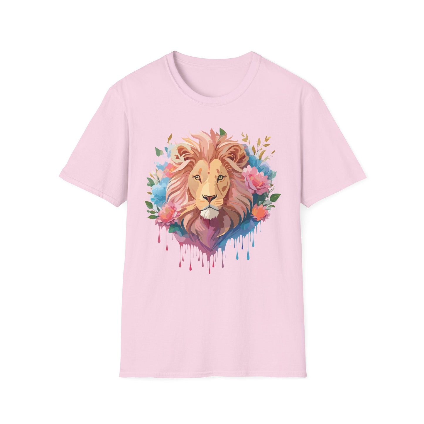Lion Shirt Unisex Floral Lion Tee 100 Percent Cotton Softstyle Gildan 64000