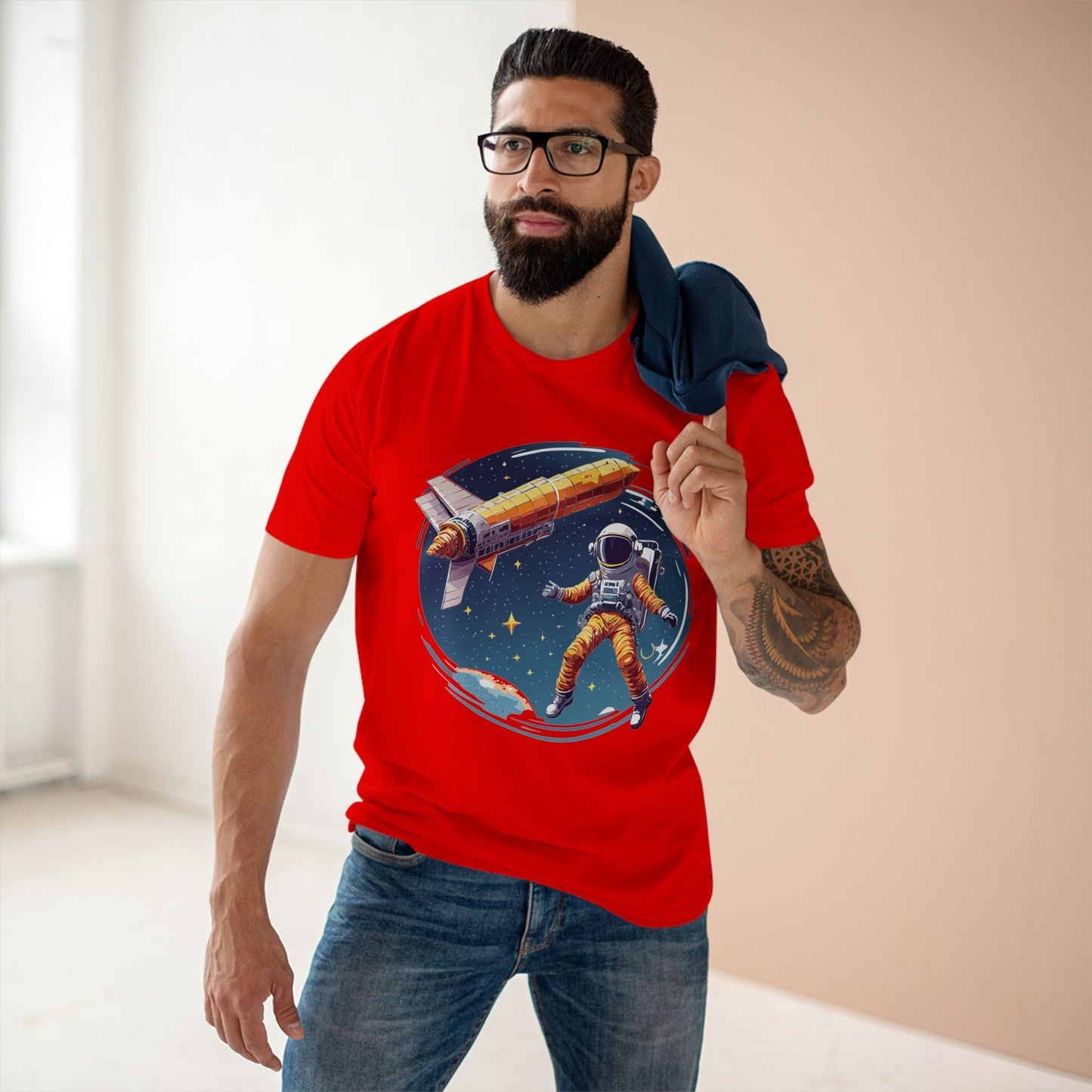 Cosmos Astronaut Shirt Unisex Premium Cotton Tee With Original Art Print By Retro2Nova