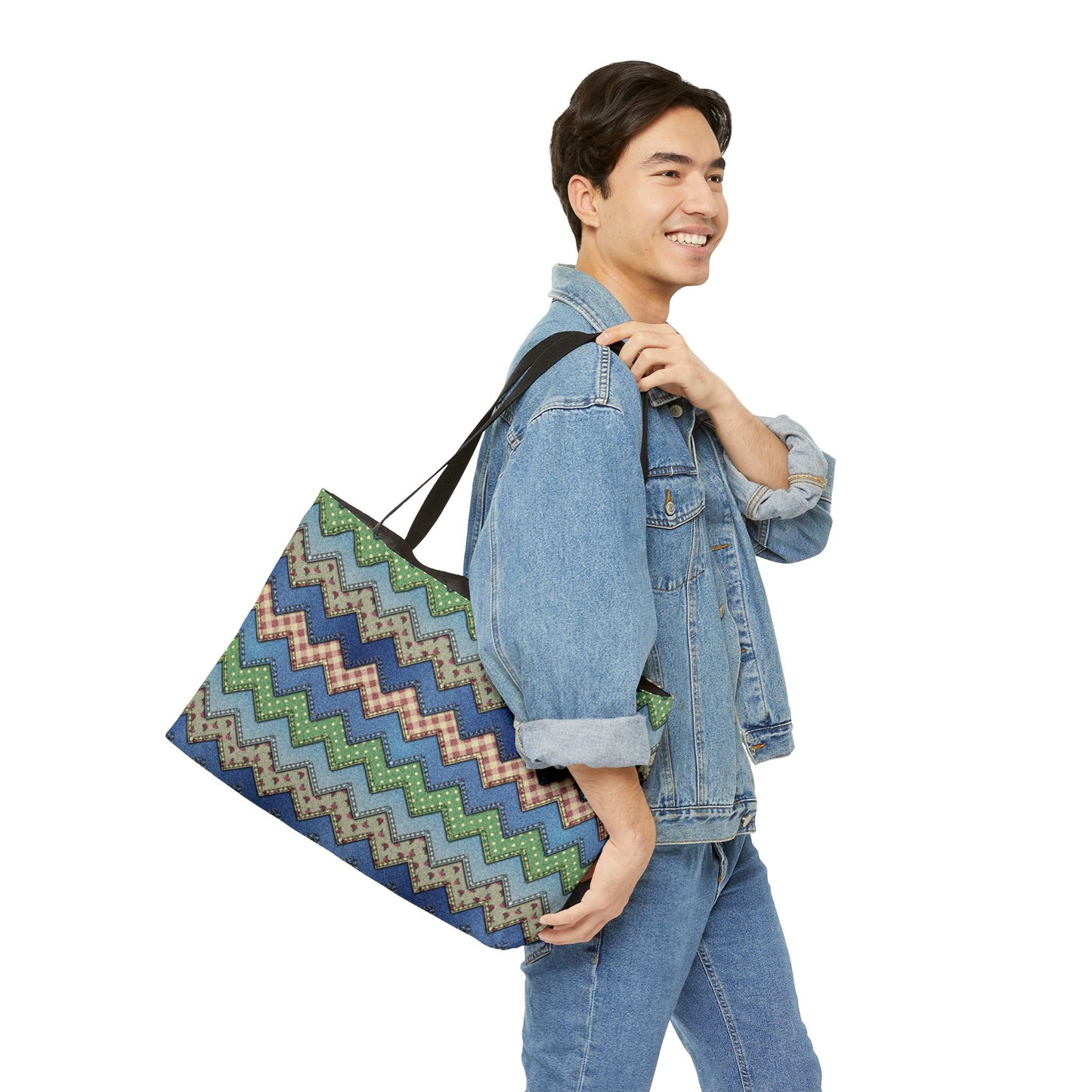 Denim Print Yoga Bag High-Quality 100% Spun Polyester 24x13 Canvas Gym Bag 19