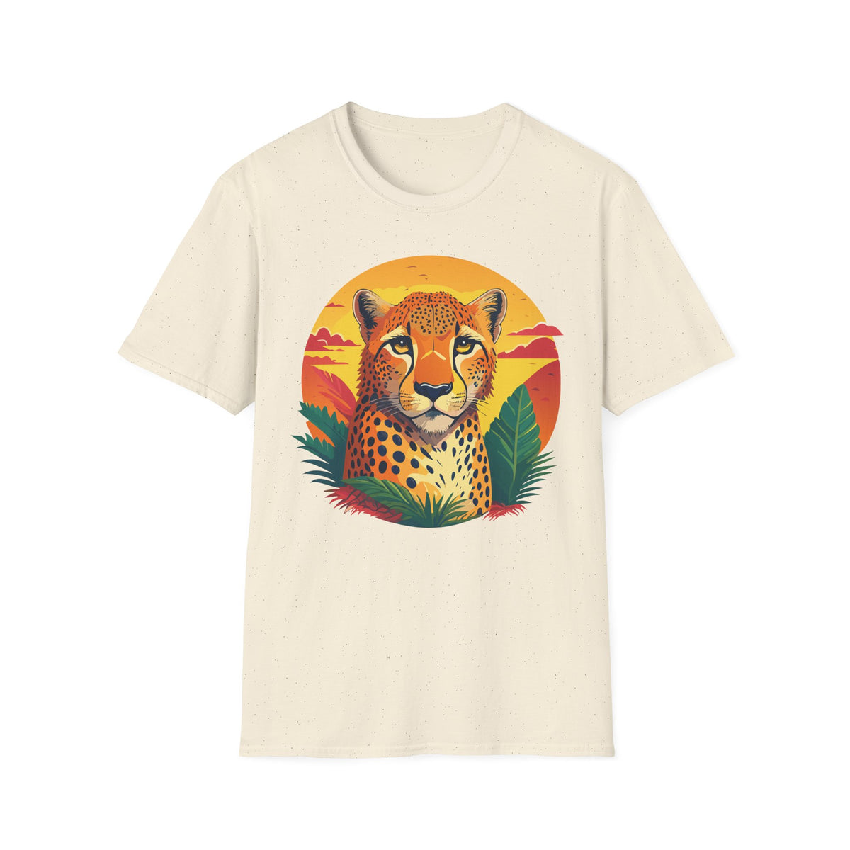 Cheetah Sunset Illustration T-Shirt | Retro Wildlife Tee