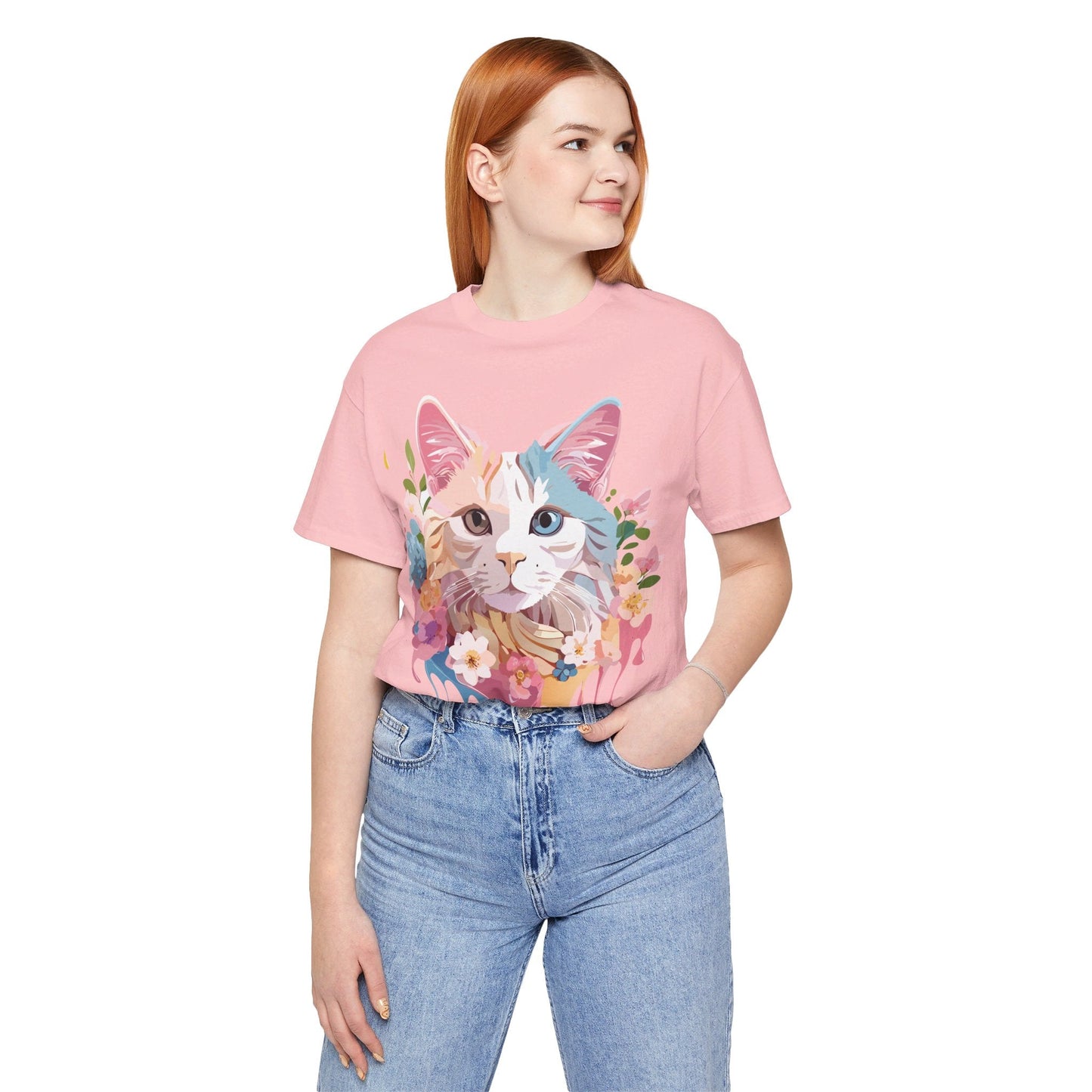 Cat Graphic Tee Unisex Short Sleeve Shirt With Adelpha Artwork