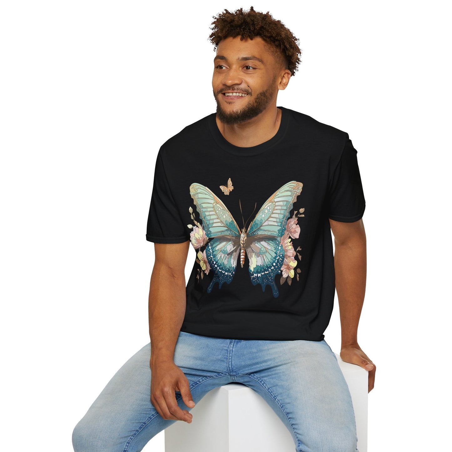 Butterfly Print Unisex T Shirt Monarch Design Softstyle 64000 Gildan Cotton Tee Quality