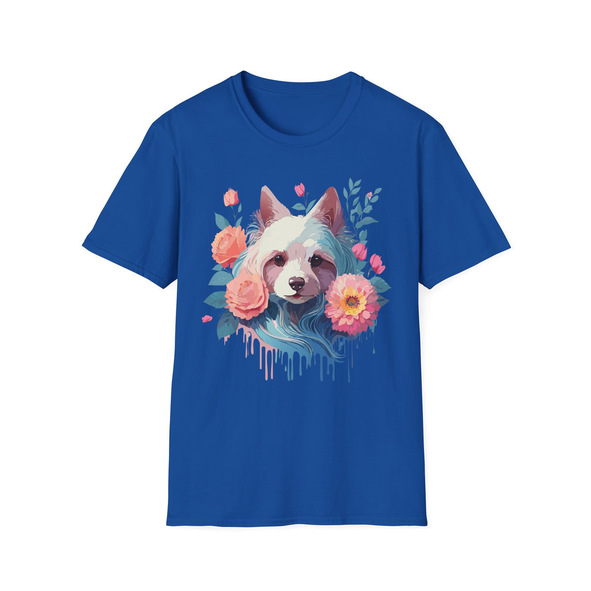 Watercolor Floral Dog Face T-Shirt | Floral Puppy Tee, Cute Pet Portrait Shirt