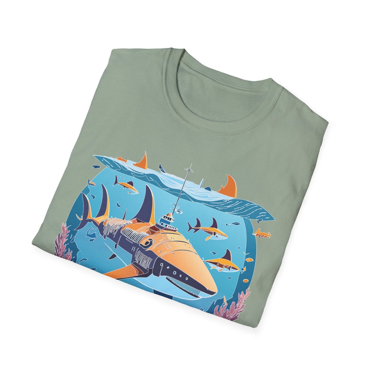 Ocean Tee Shirt Unisex Softstyle Cotton Tee 4.5 Oz Lightweight U Boat Theme Design