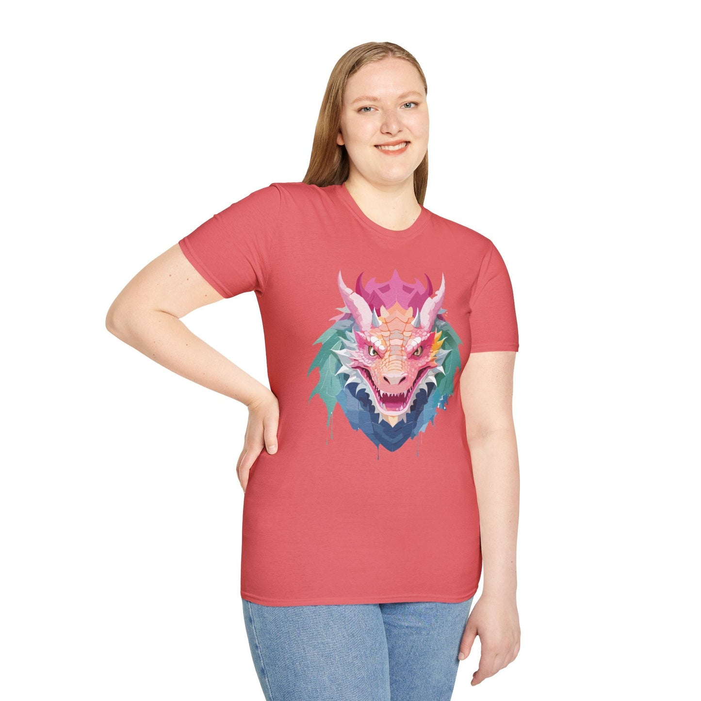 Dragon T Shirt Unisex Softstyle Cotton Tee With Animal Art Design Graphic Print Artwork