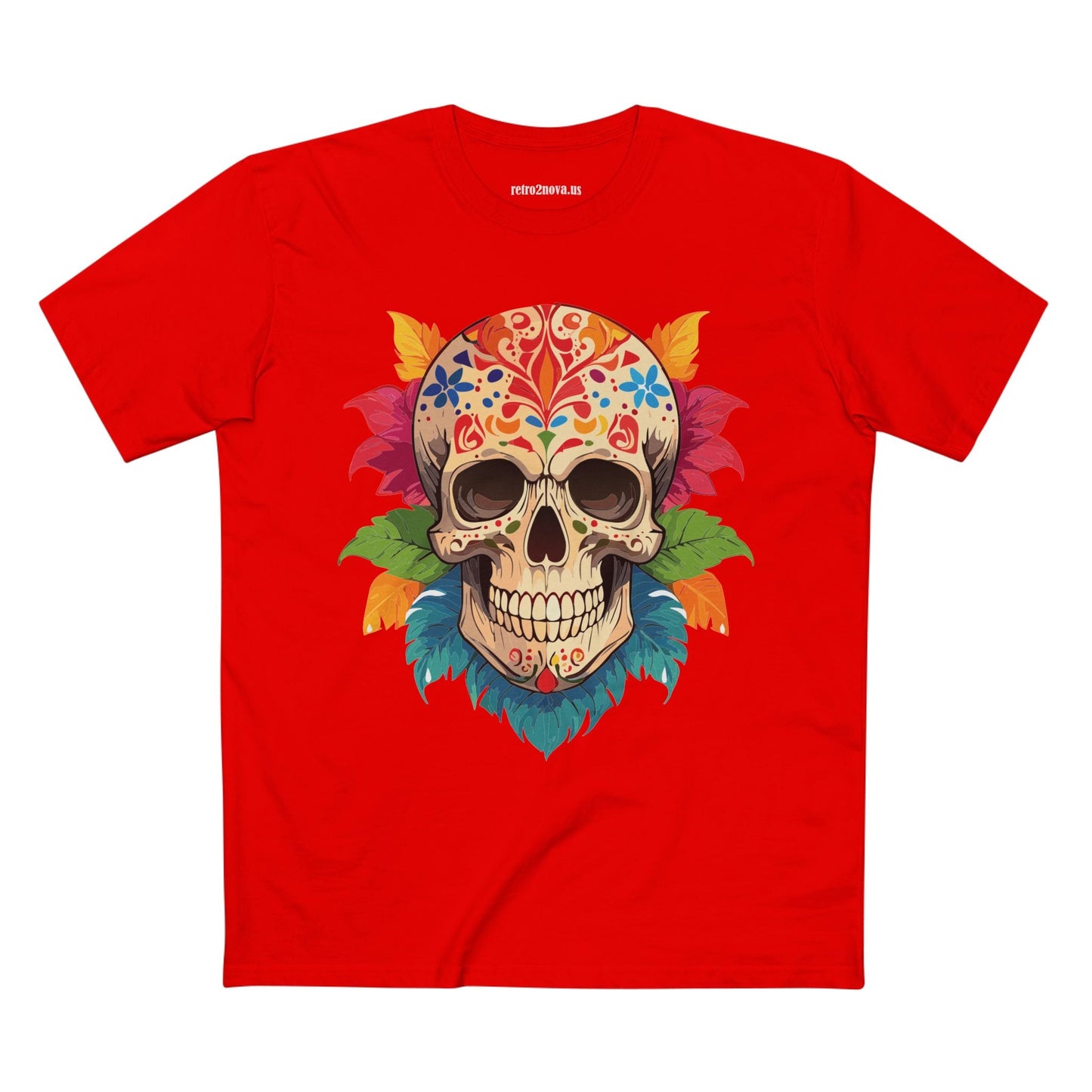 Unisex Skull Shirt With Original Art Design By Retro2Nova Premium Cotton Tee SS-5