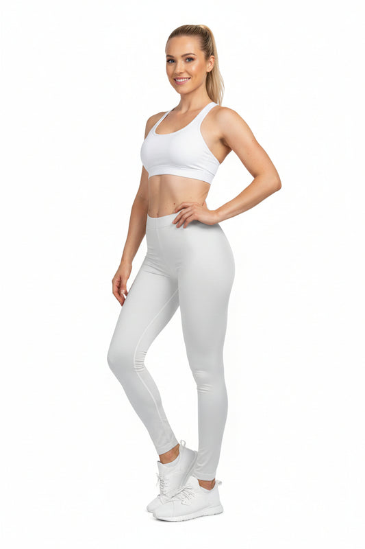 White Smoke Color Women's Poly-Span Casual Leggings Print Everyday Activewear Pants