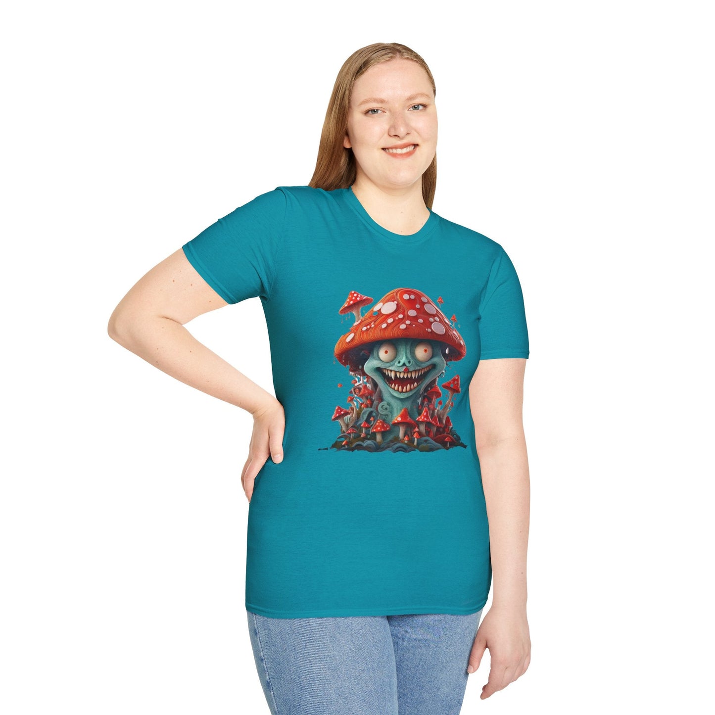 Funny Mashroom Graphic Unisex Softstyle Cotton With Cartoon Illustration Design 2