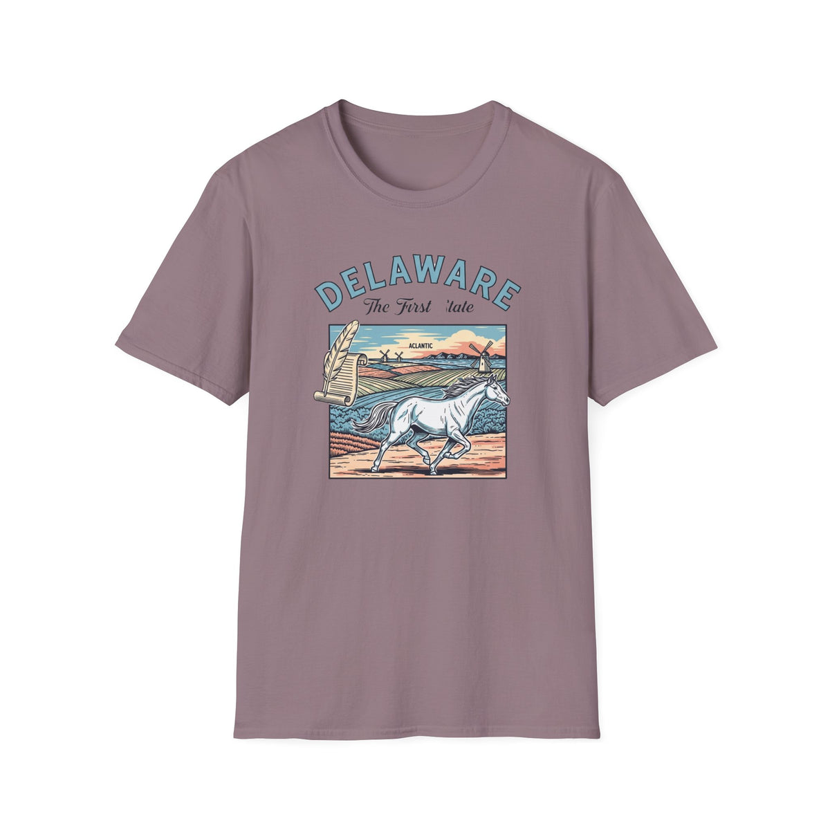 Delaware First State Vintage Horse Tee Travel Tourist Graphic Design Unisex 100 Cotton Gildan T-Shirt