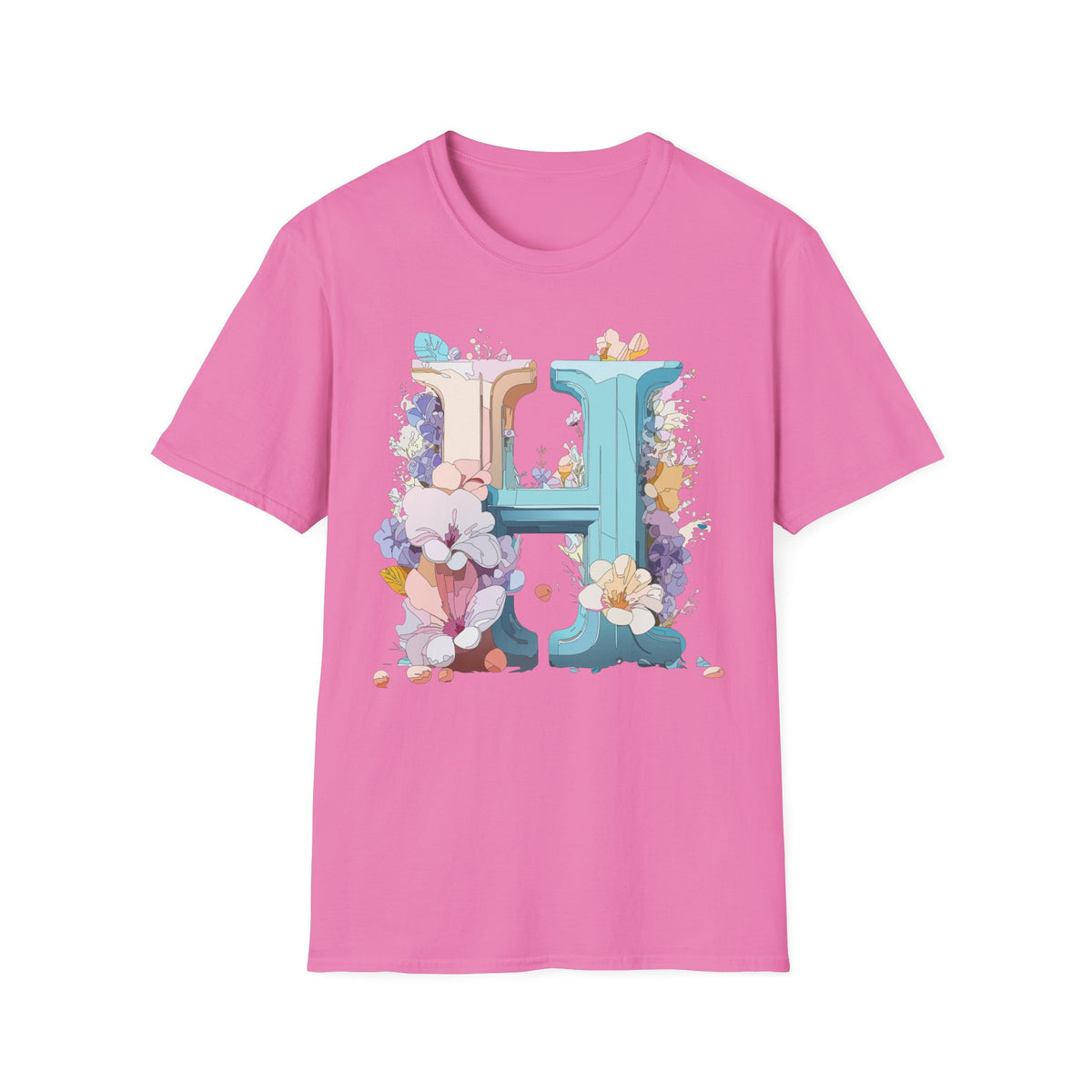 Floral H Monogram T-Shirt | Letter H Floral Initial Tee