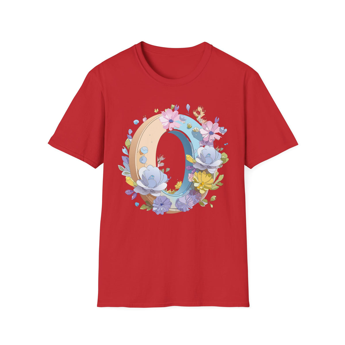 Floral Letter O Shirt | Monogram Initial O Tee, Pastel Flower Alphabet