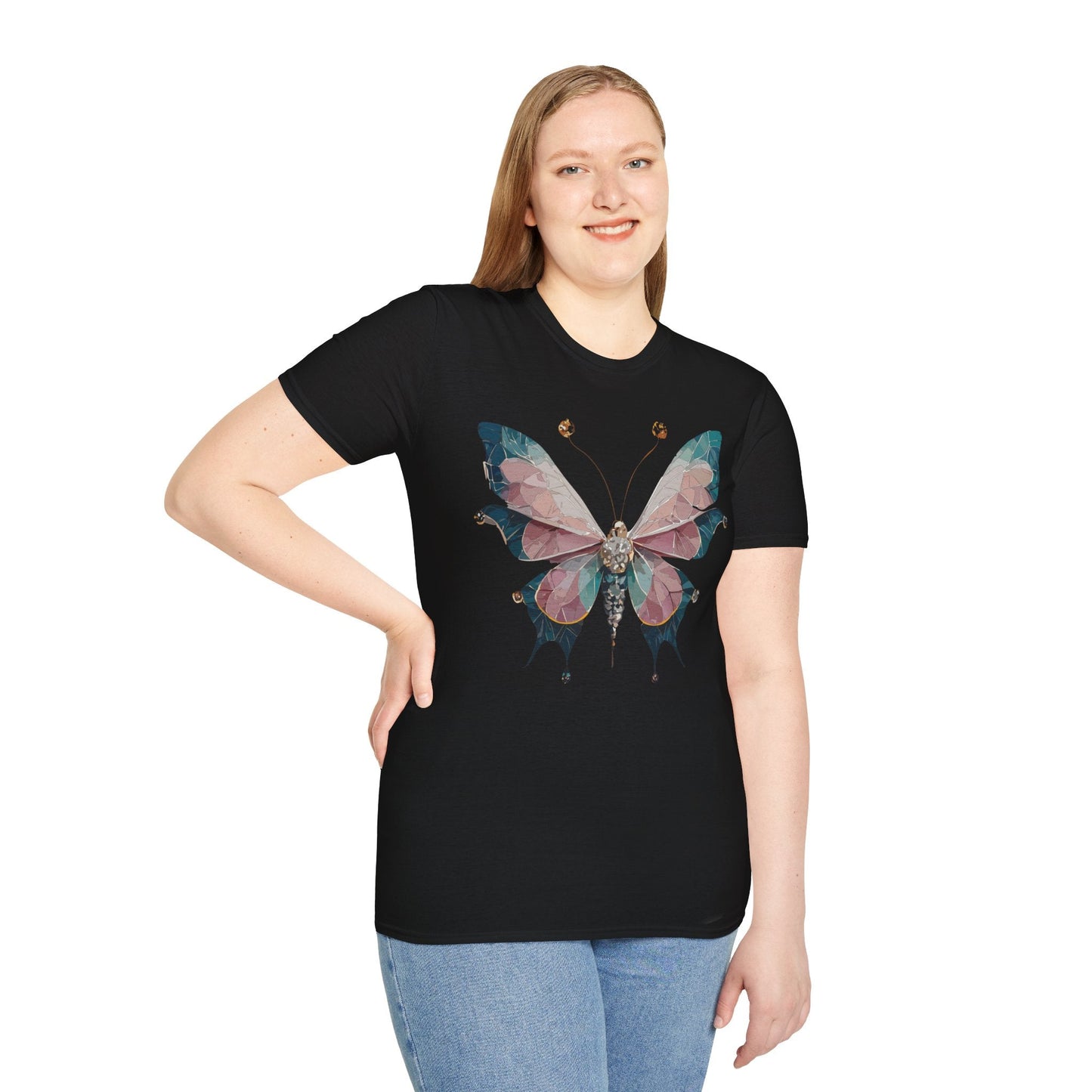 Butterfly Shirt Unisex T Shirt Monarch Print Gildan Softstyle 64000 100 Percent Ring Spun Cotton