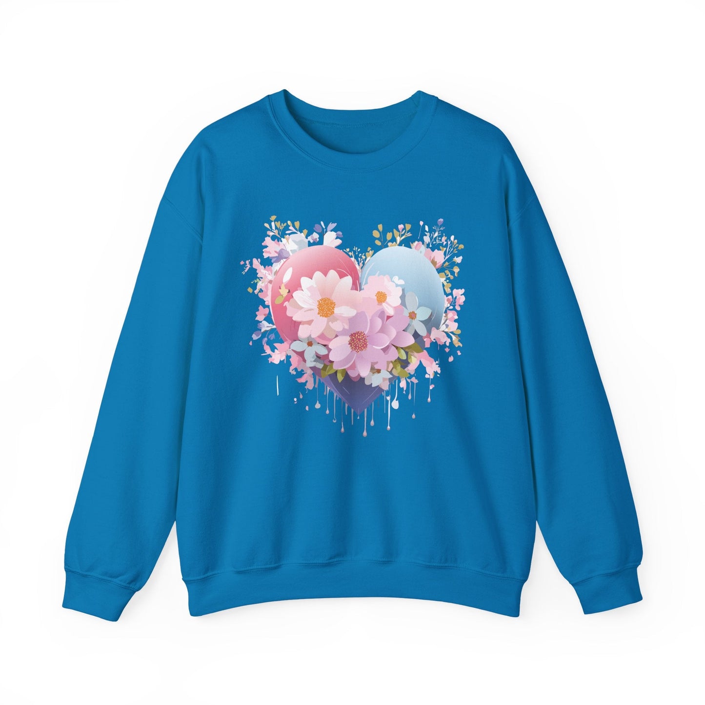 Floral Heart Unisex Crewneck Sweatshirt Gildan 18000 Heavy Blend 50 Cotton 50 Polyester