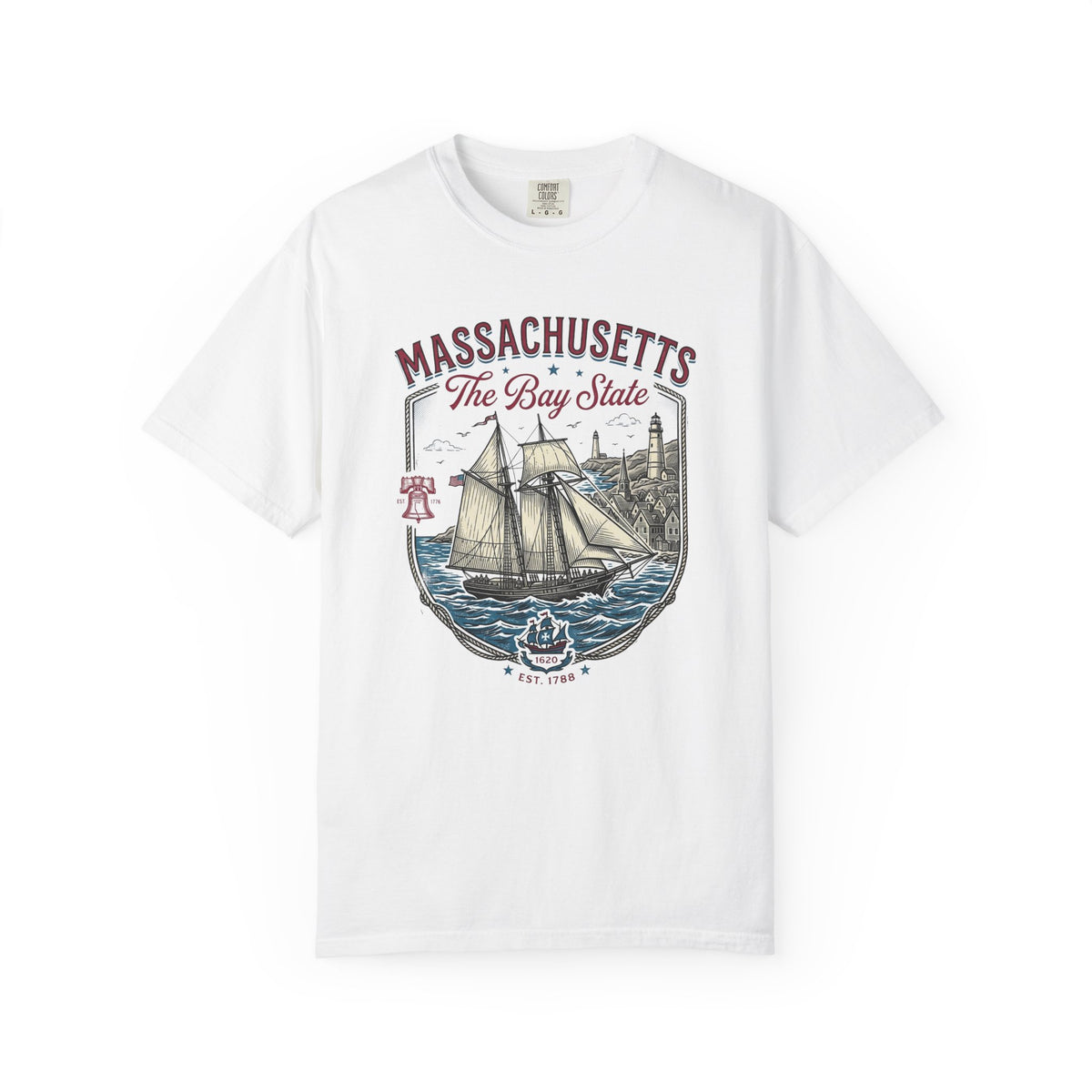 Massachusetts State Travel Tourist Graphic Tee Unisex 100 Cotton Comfort Colors T-Shirt