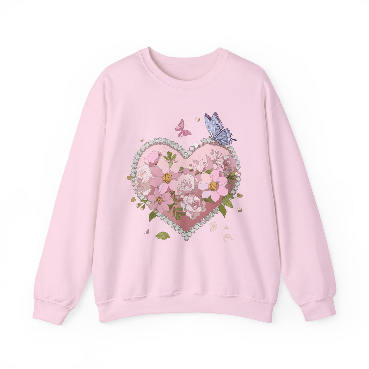 Floral Heart Love Graphic Valentine's Day Sweatshirt Unisex 50/50 Cotton-Poly Sweatshirt w28