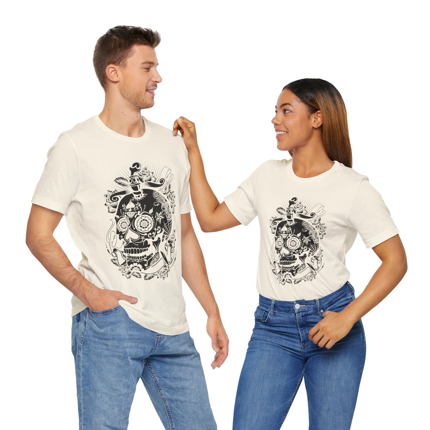 Unisex Cotton Tee Shirt with Skull