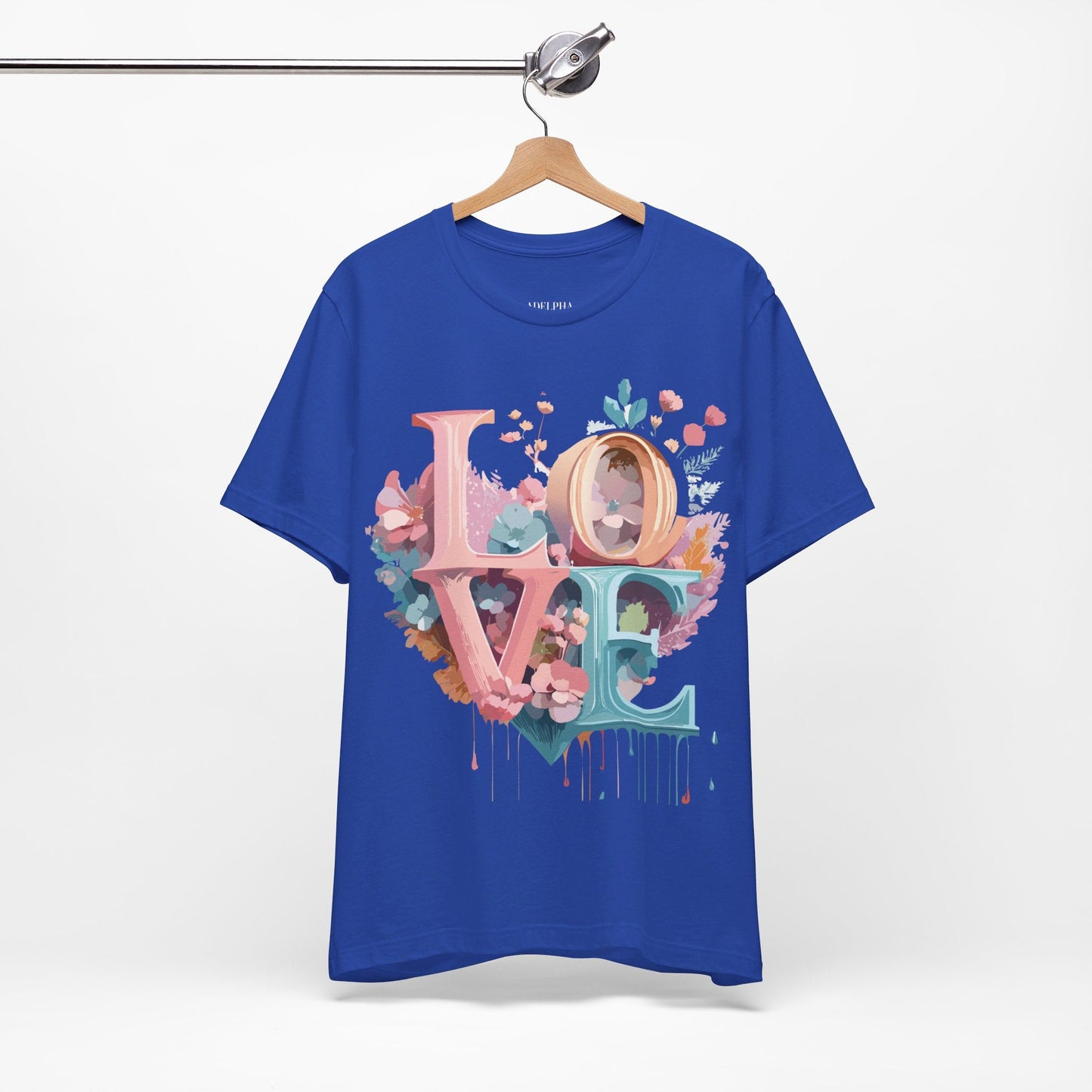 Valentine Day Graphic Unisex 100 Cotton Vintage Artwork with Love and Flower Design Tee 52