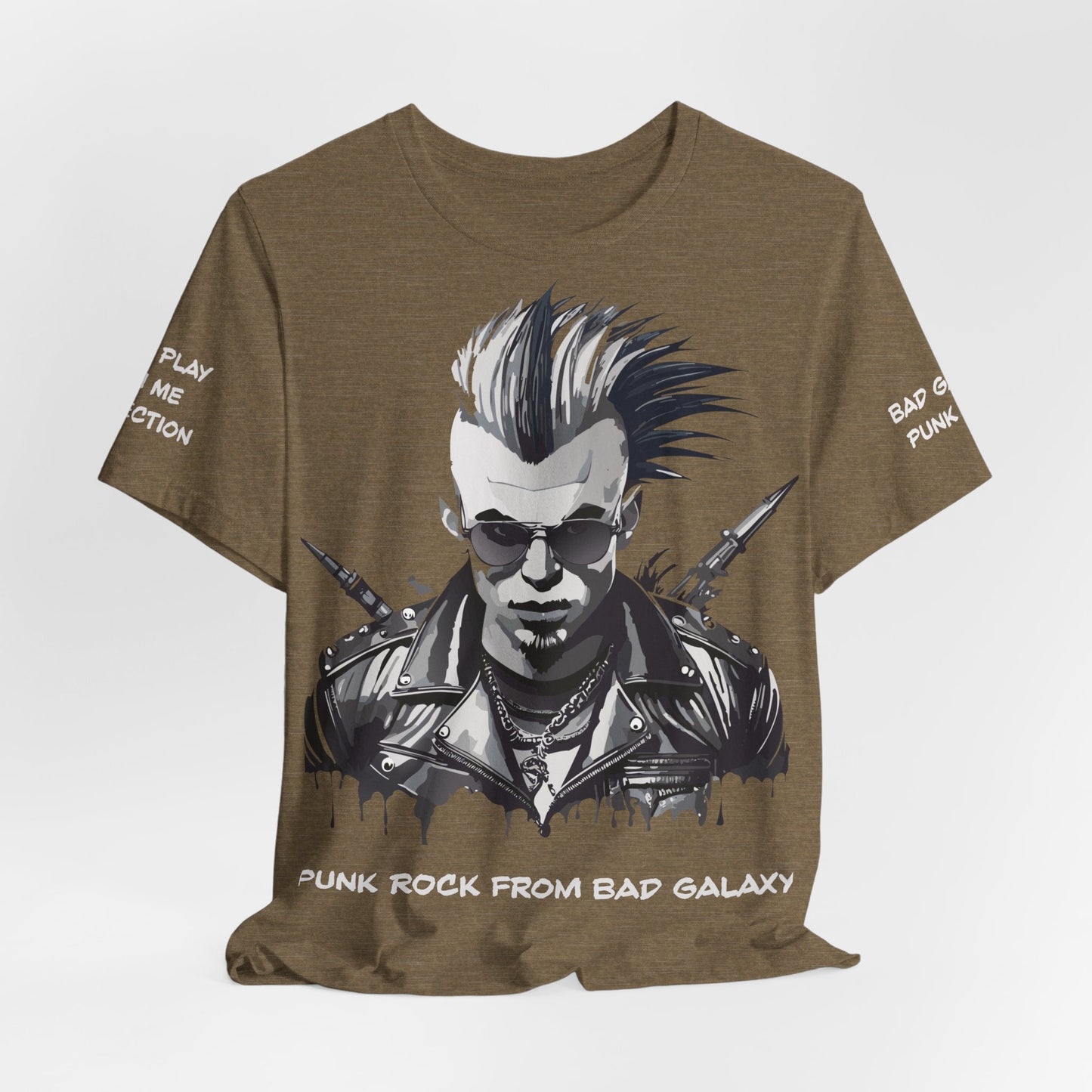 Punk Rock Tee Shirt 100 Percent Cotton Made To Order From Bad Galaxy Eco Friendly Inks USA