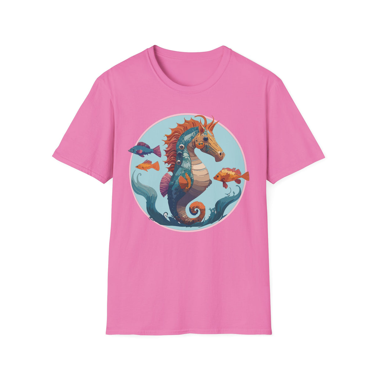 Colorful Seahorse Illustration T-Shirt | Ocean Fish Scene