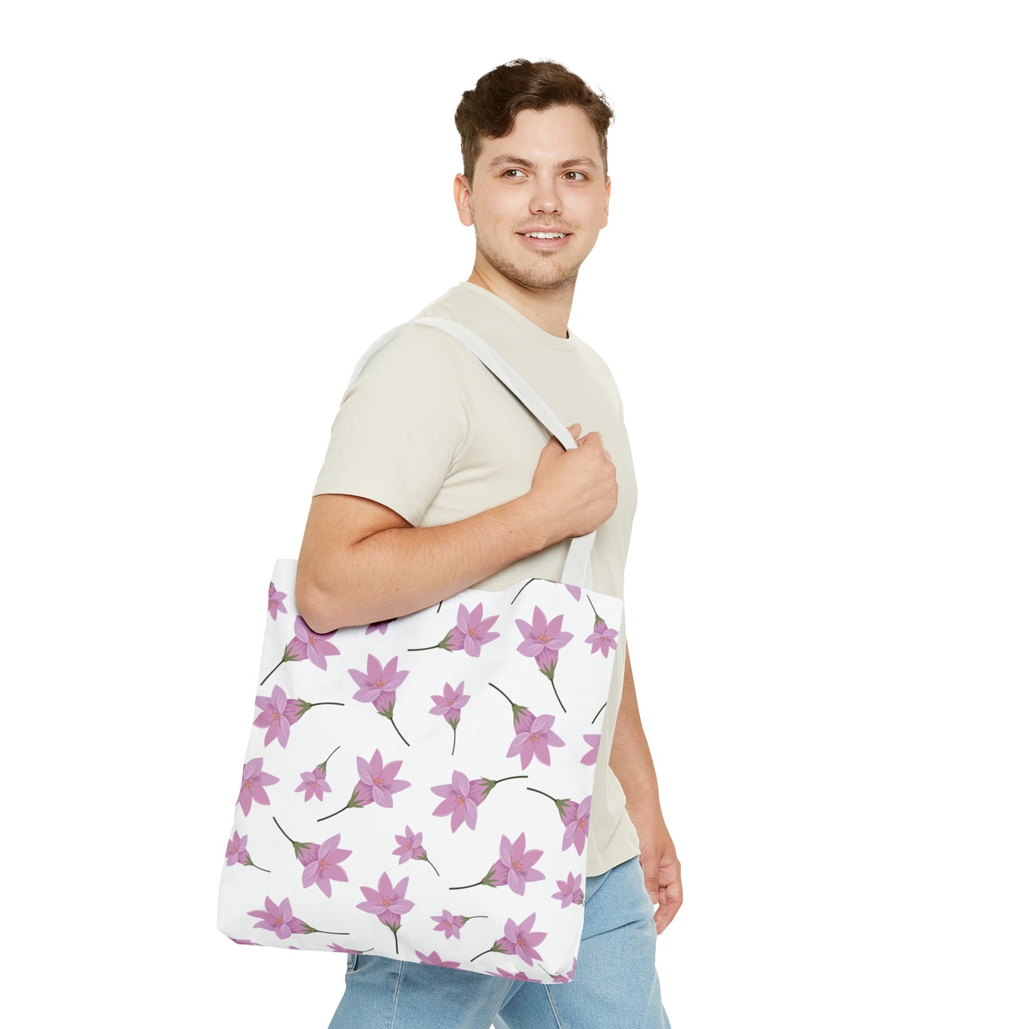 Canvastasche mit floralen Prints 