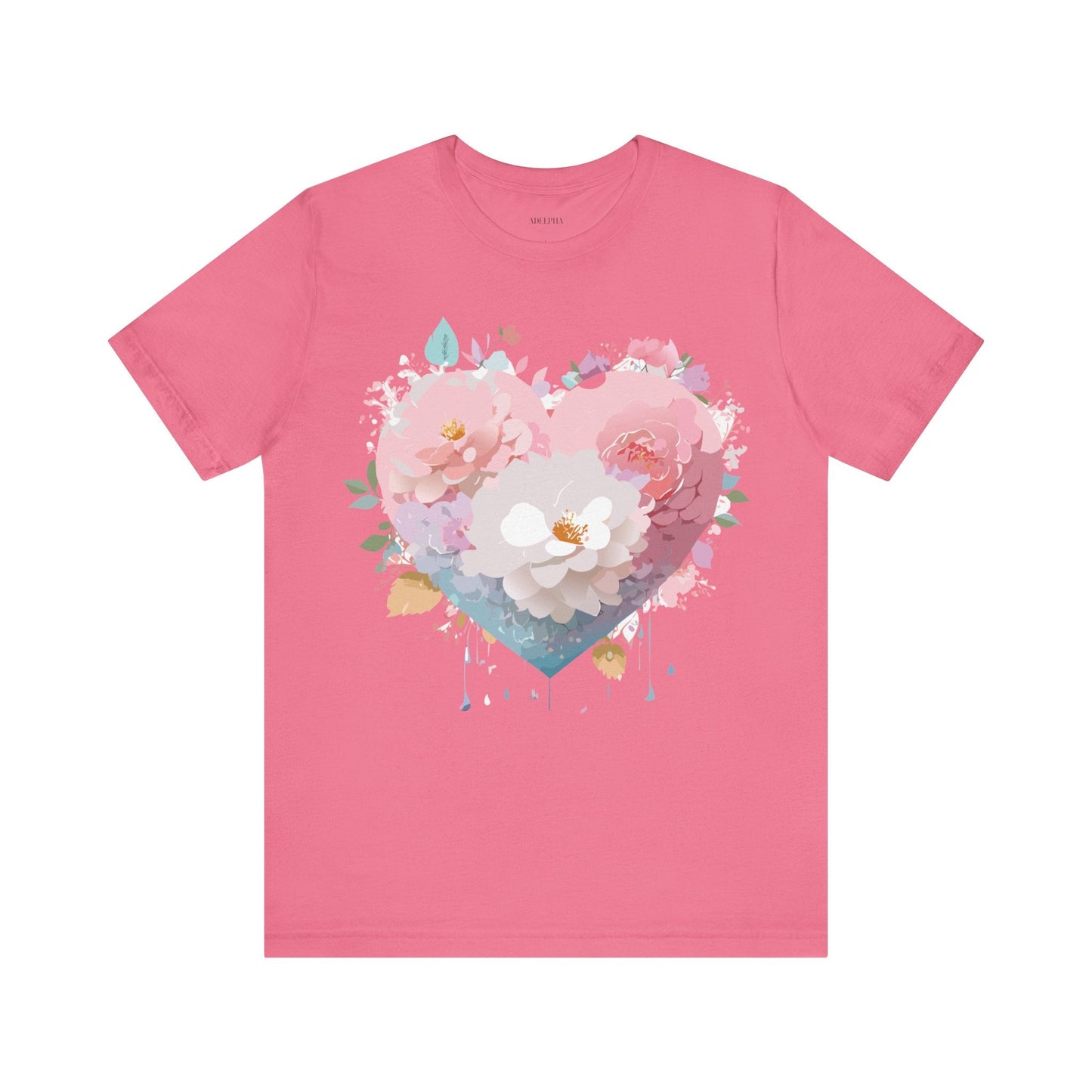 Valentine Day Graphic Unisex 100 Cotton Vintage Artwork with Love and Flower Design Tee 35