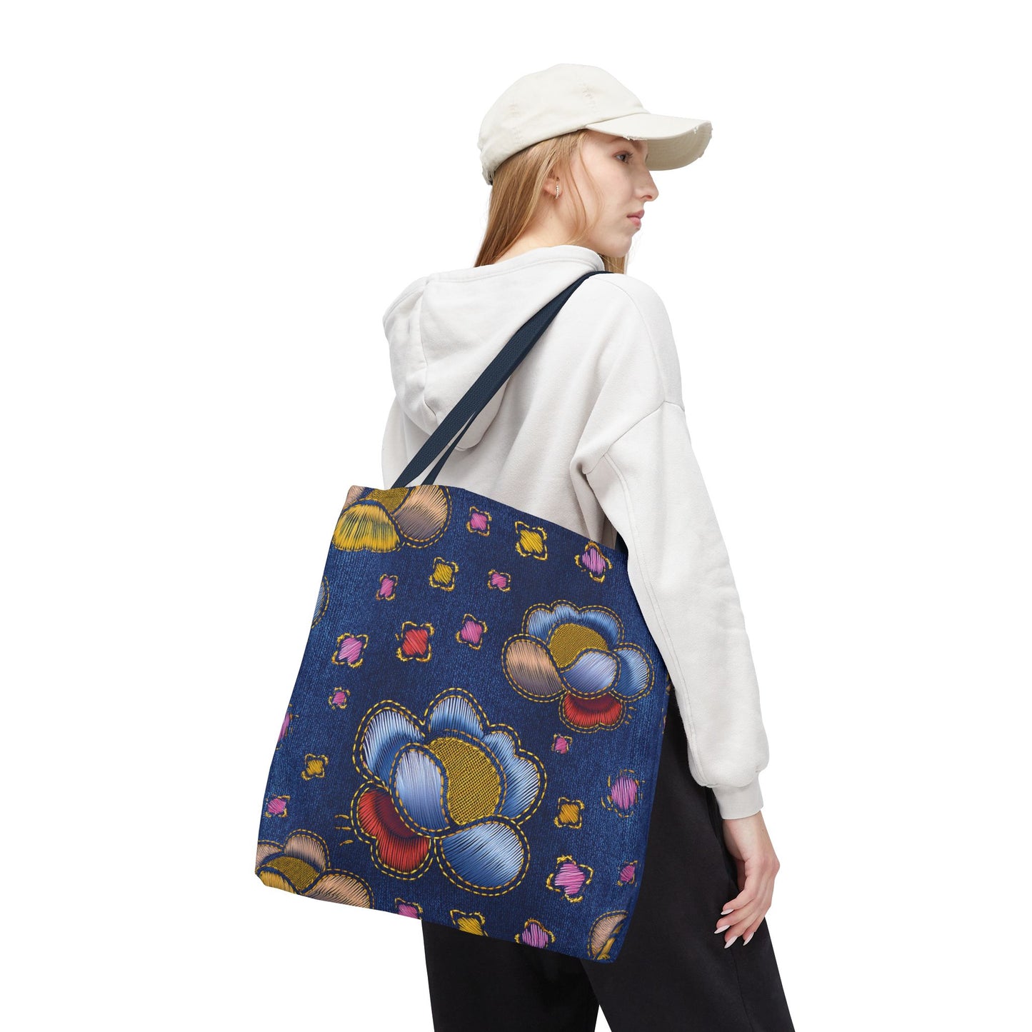 Denim Fabric Imitation Print Unisex Canvas Bag Poly Spun 3 Sizes Tote Bag 164