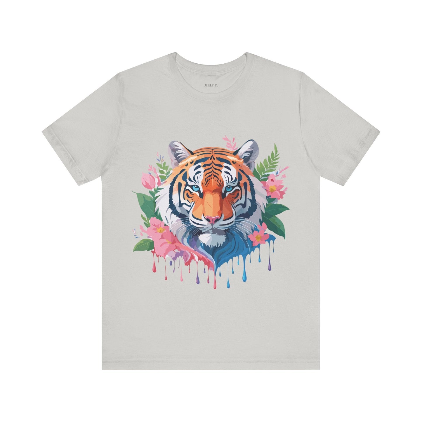 Tiger Graphic Tee Unisex Short Sleeve Shirt With Vintage Inspired Artwork By Adelpha