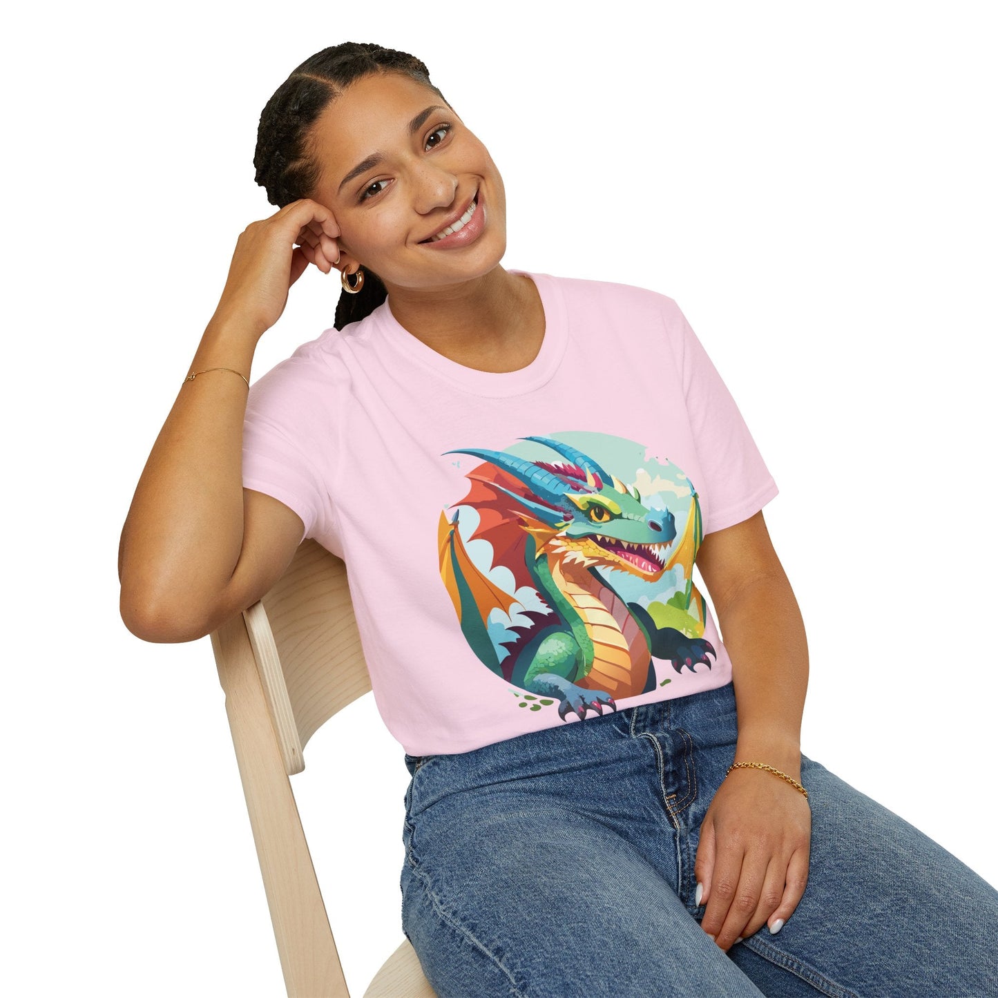 Dragon Graphic Unisex Cotton Softstyle Art Design Tee With Animals 19