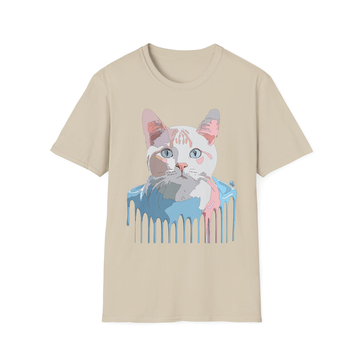 Pastel Cat Portrait T-Shirt | Watercolor Kitty Face Tee