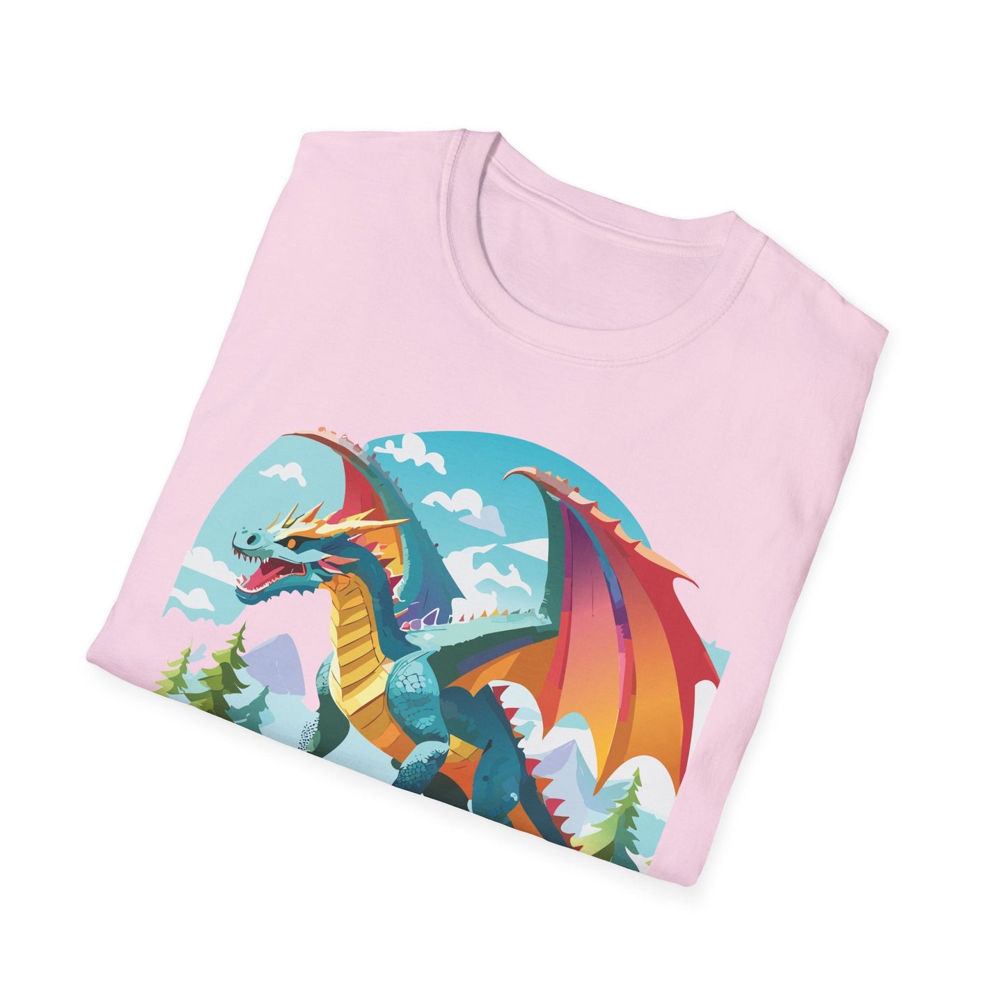 Dragon Graphic Tee Unisex Softstyle 100 Percent Ring Spun Cotton Animal Art Print Shirt