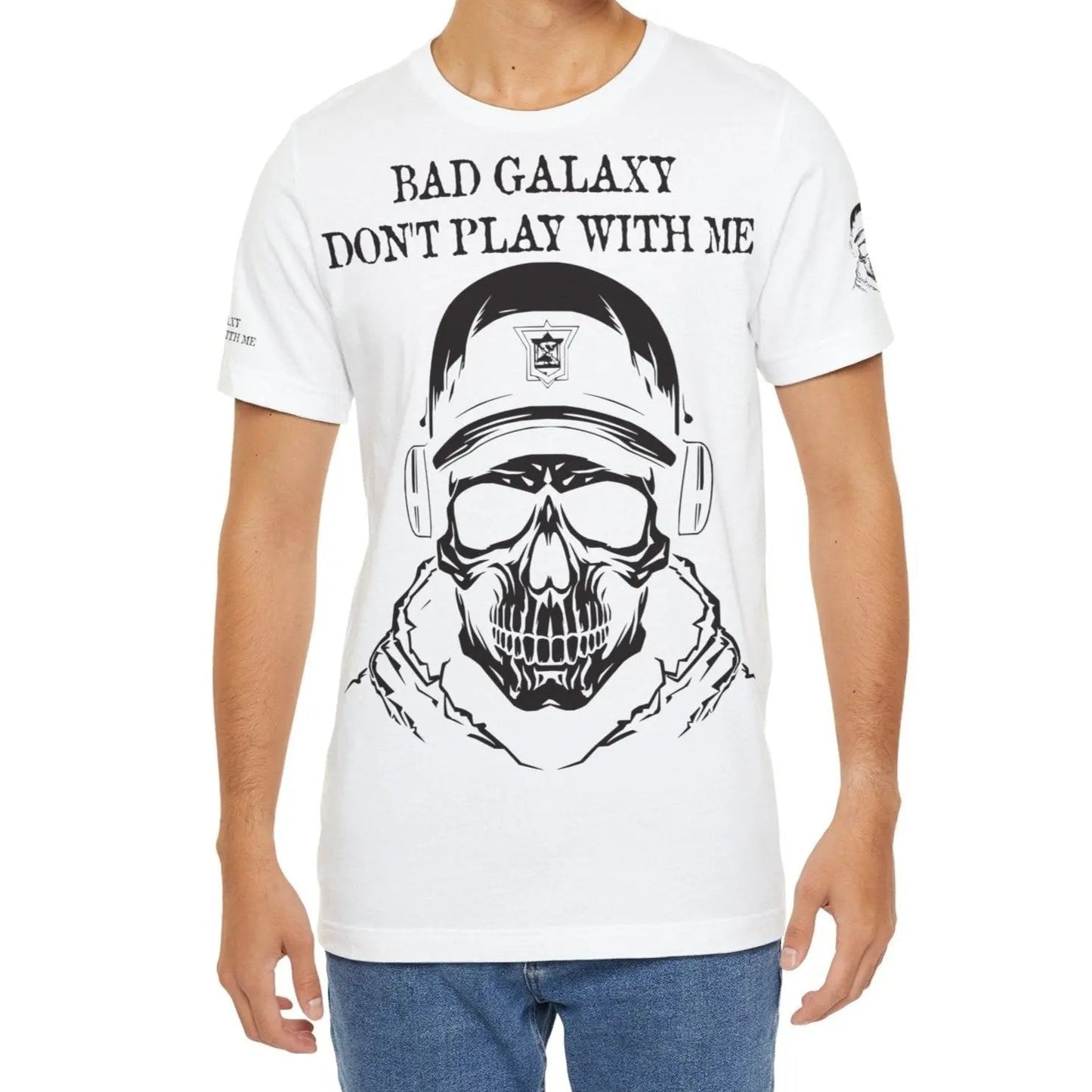 Bad Galaxy Skull T Shirt Made To Order 100 Percent Cotton USA Printed Tee With Eco Friendly Inks