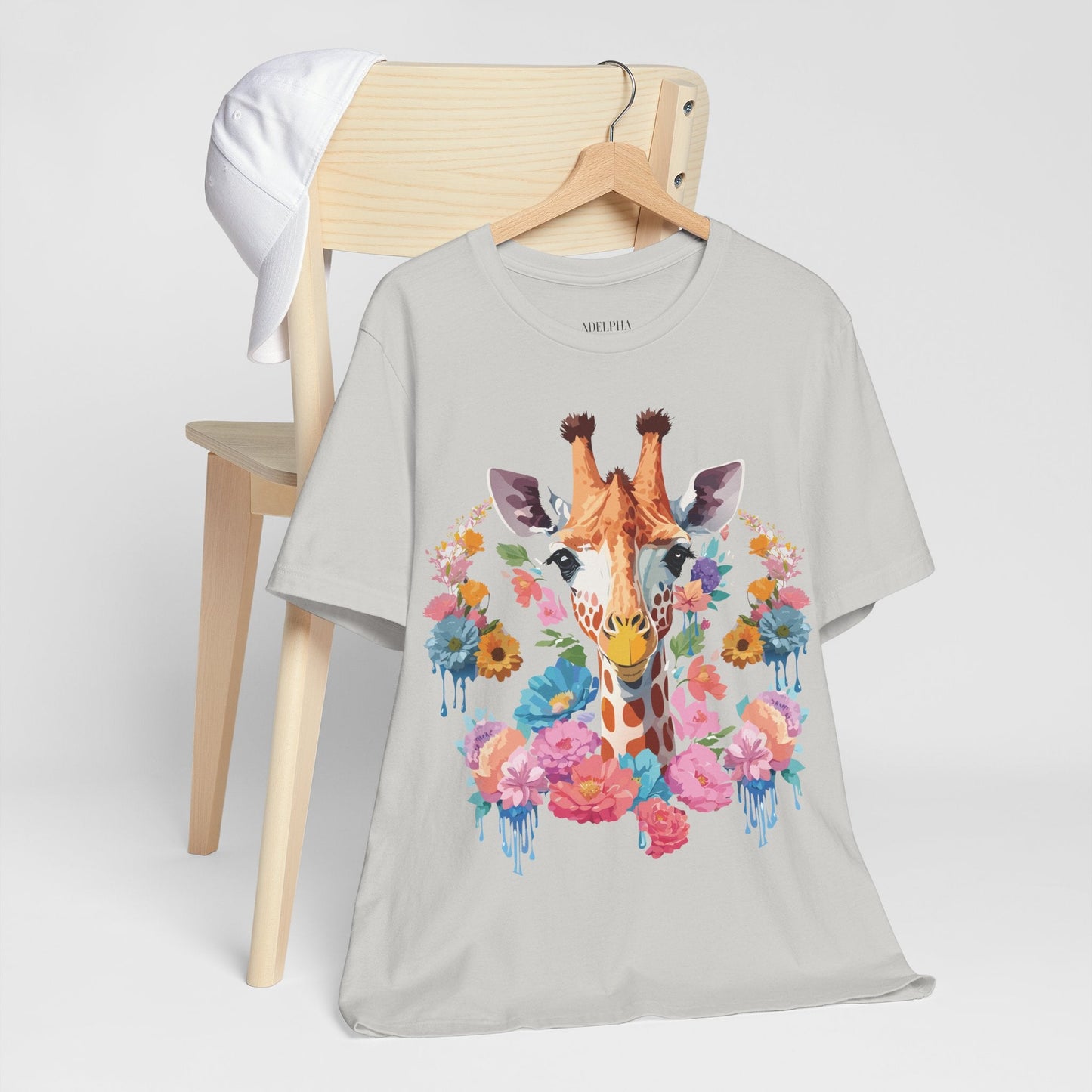 Giraffe Graphic Tee By Adelpha Unisex Short Sleeve Vintage Inspired Art Shirt Premium Quality