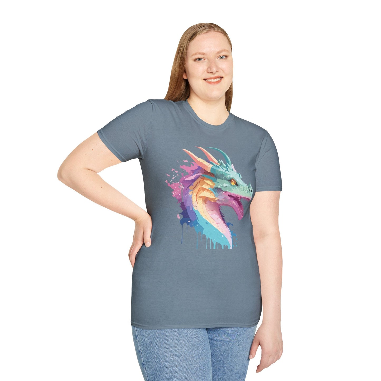 Dragon Graphic Tee Unisex Short Sleeve Dragon Shirt With Animal Design Gildan SoftStyle 64000