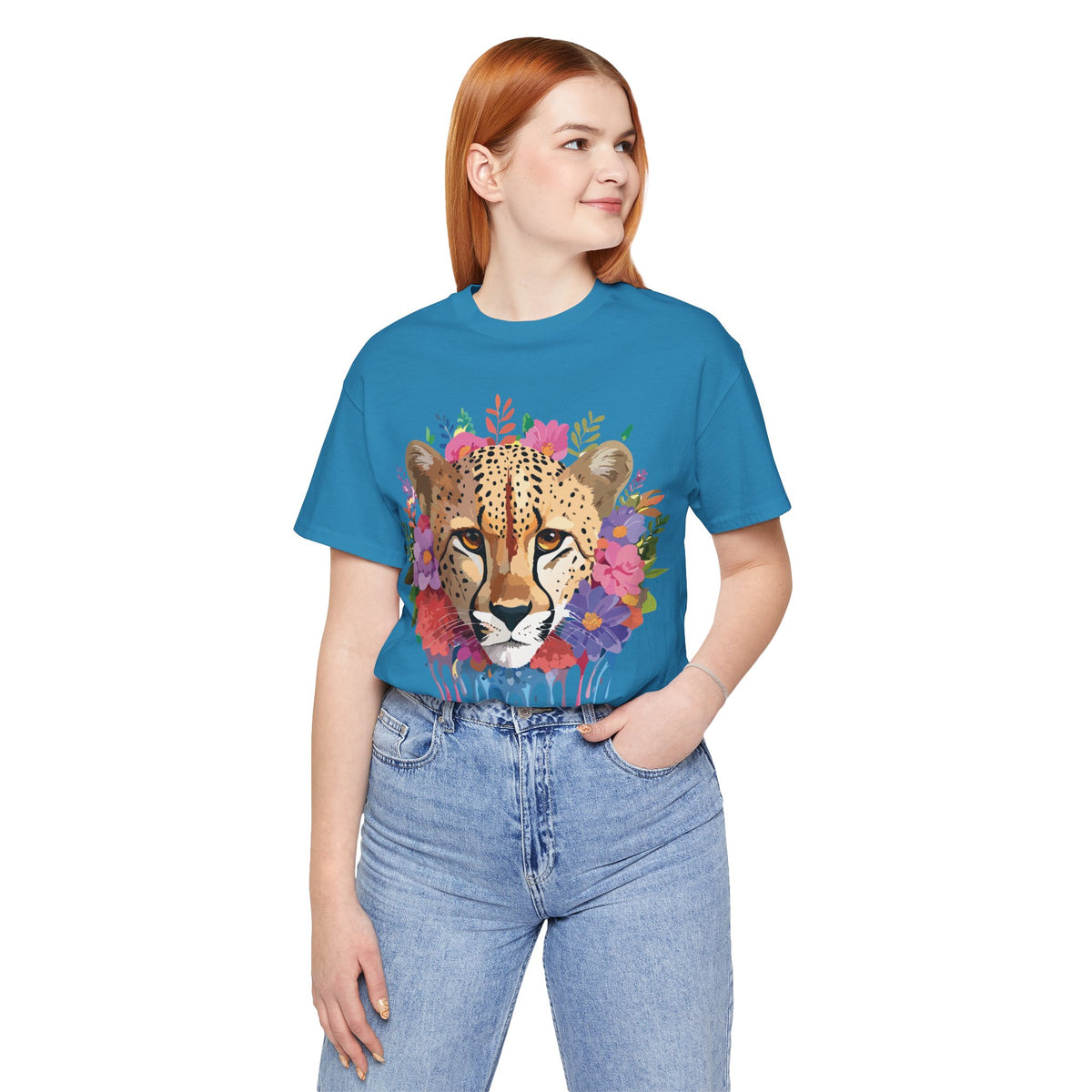 Cheetah Graphic Unisex Cotton Bella+Canvas Tee with Art Animal Design e12