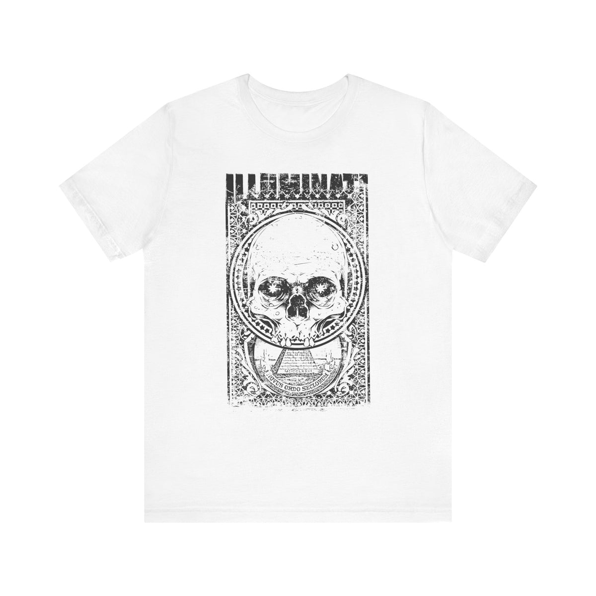Skull Circle Graphic T-Shirt Vintage Etching Illustration Art Design Unisex Cotton Tee A-9