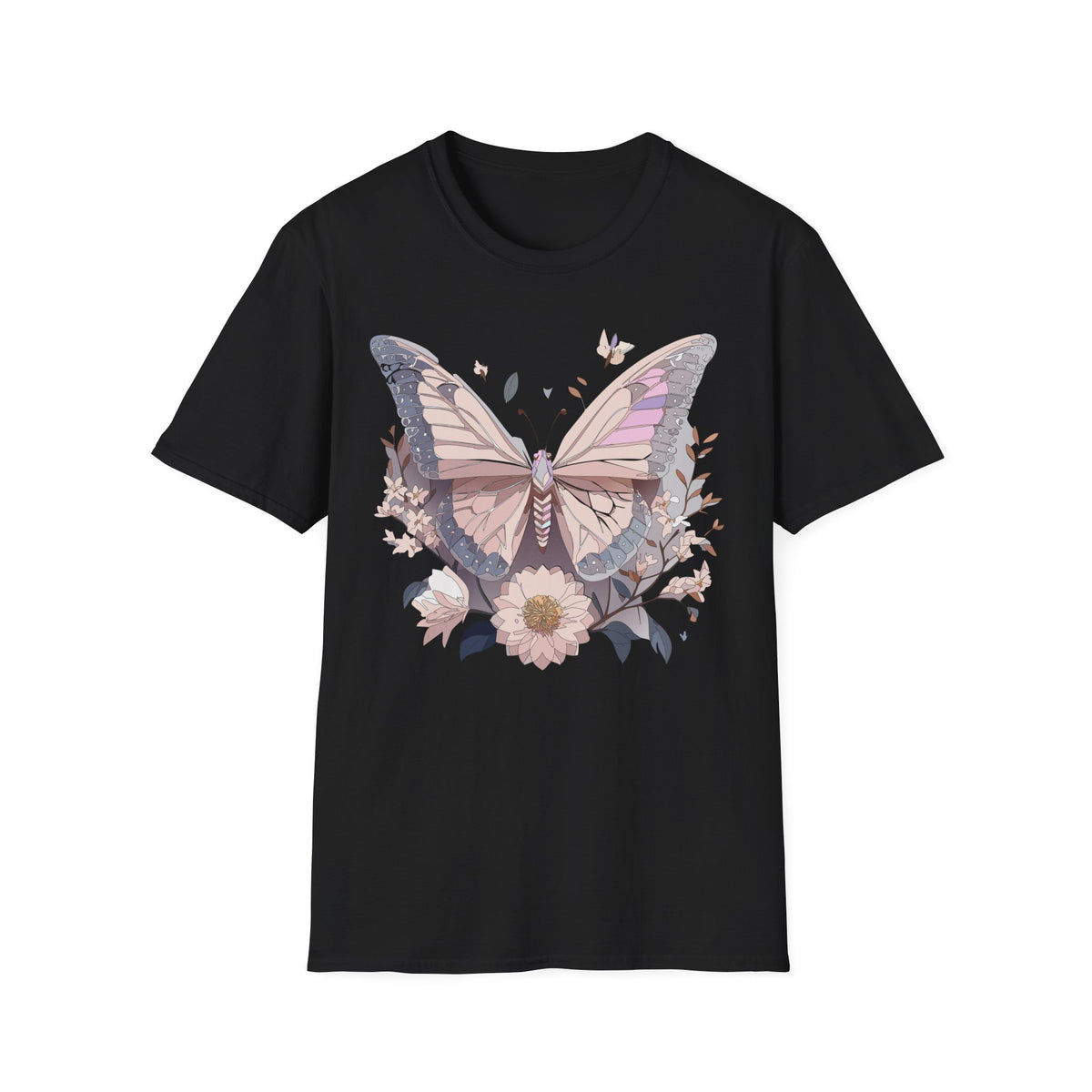 Pastel Butterfly Floral Wings Graphic Design Unisex 100 Cotton Gildan T-Shirt