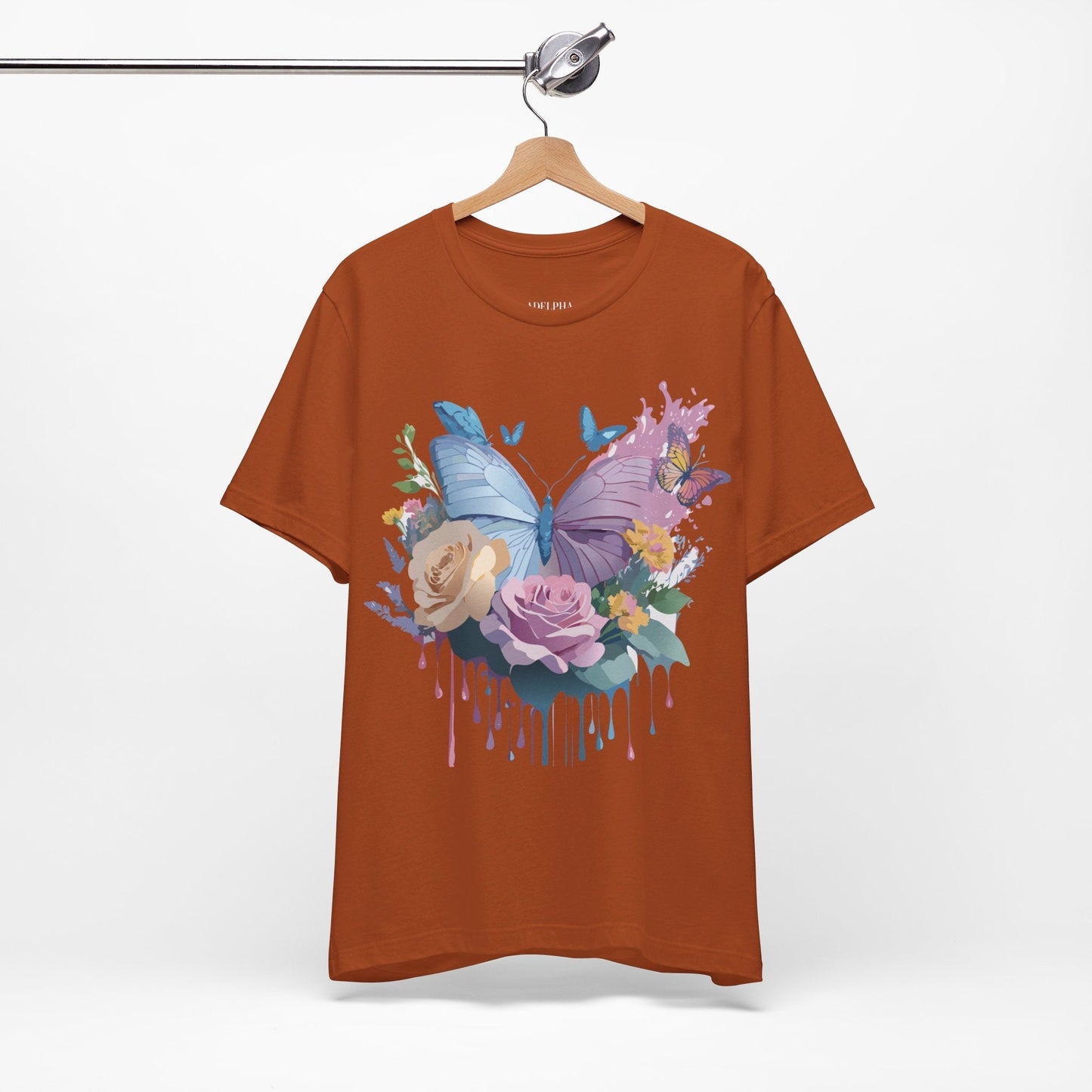 Butterfly Graphic Unisex 100 Cotton Lightweight Vintage Floral Design Jersey Tee 33