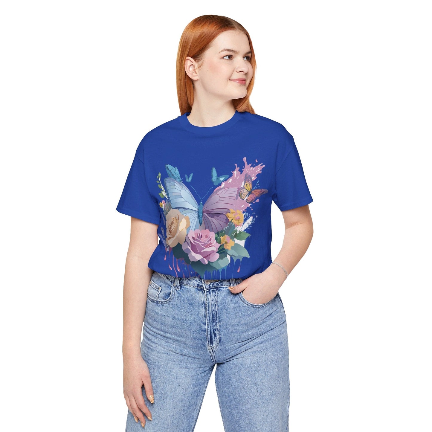 Butterfly Graphic Unisex 100 Cotton Lightweight Vintage Floral Design Jersey Tee 33