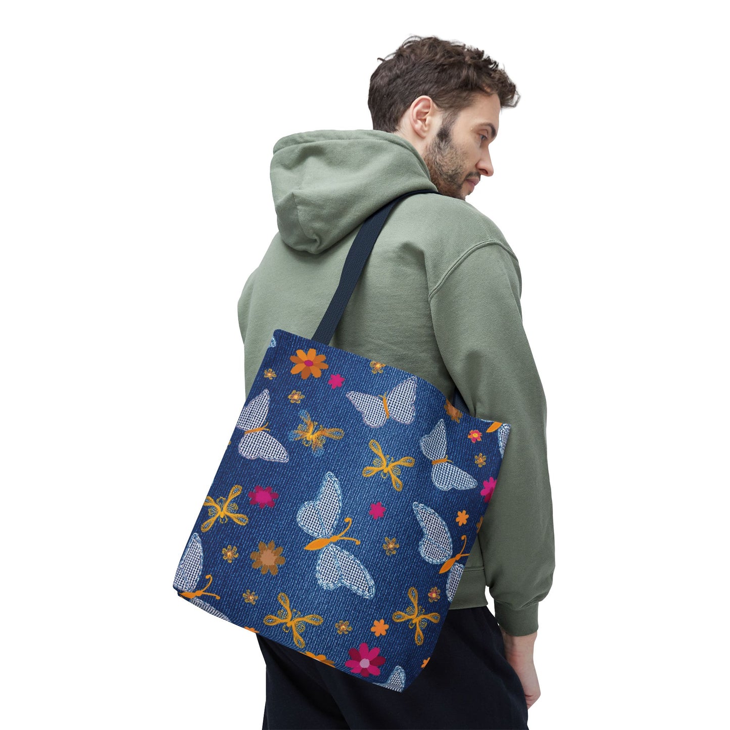 Denim Fabric Imitation Print Unisex Canvas Bag Poly Spun 3 Sizes Tote Bag 170