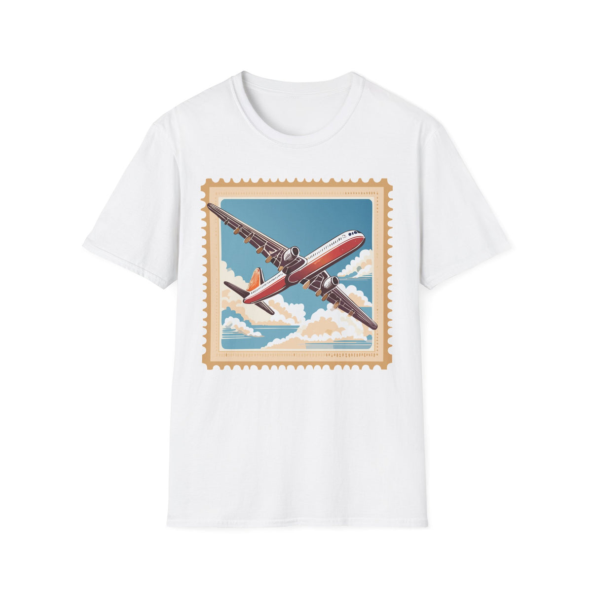 Vintage Airplane Stamp T-Shirt | Retro Travel Poster Tee