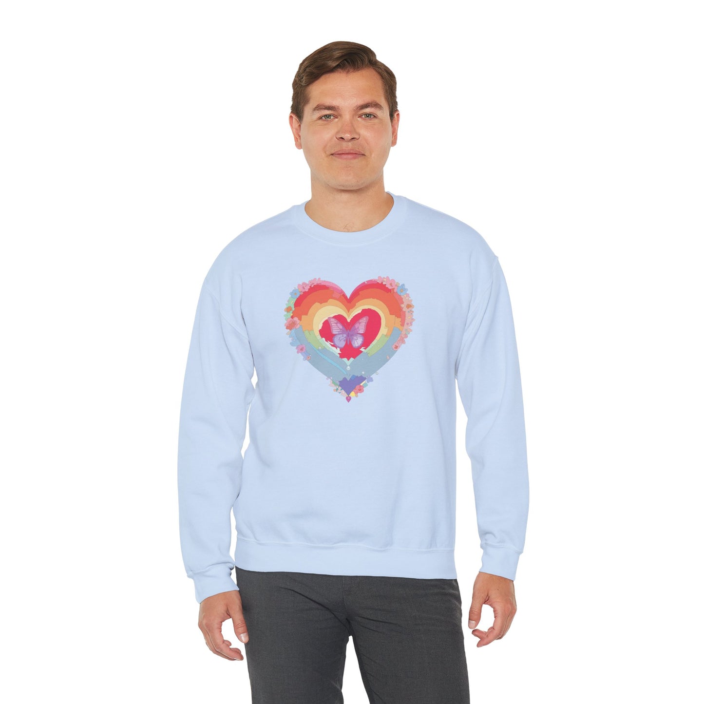 Rainbow Heart Sweatshirt, Floral Heart Sweatshirt, Floral Love Sweatshirt, Valentine's Day Sweatshirt, Rainbow Heart Floral Sweatshirt 116