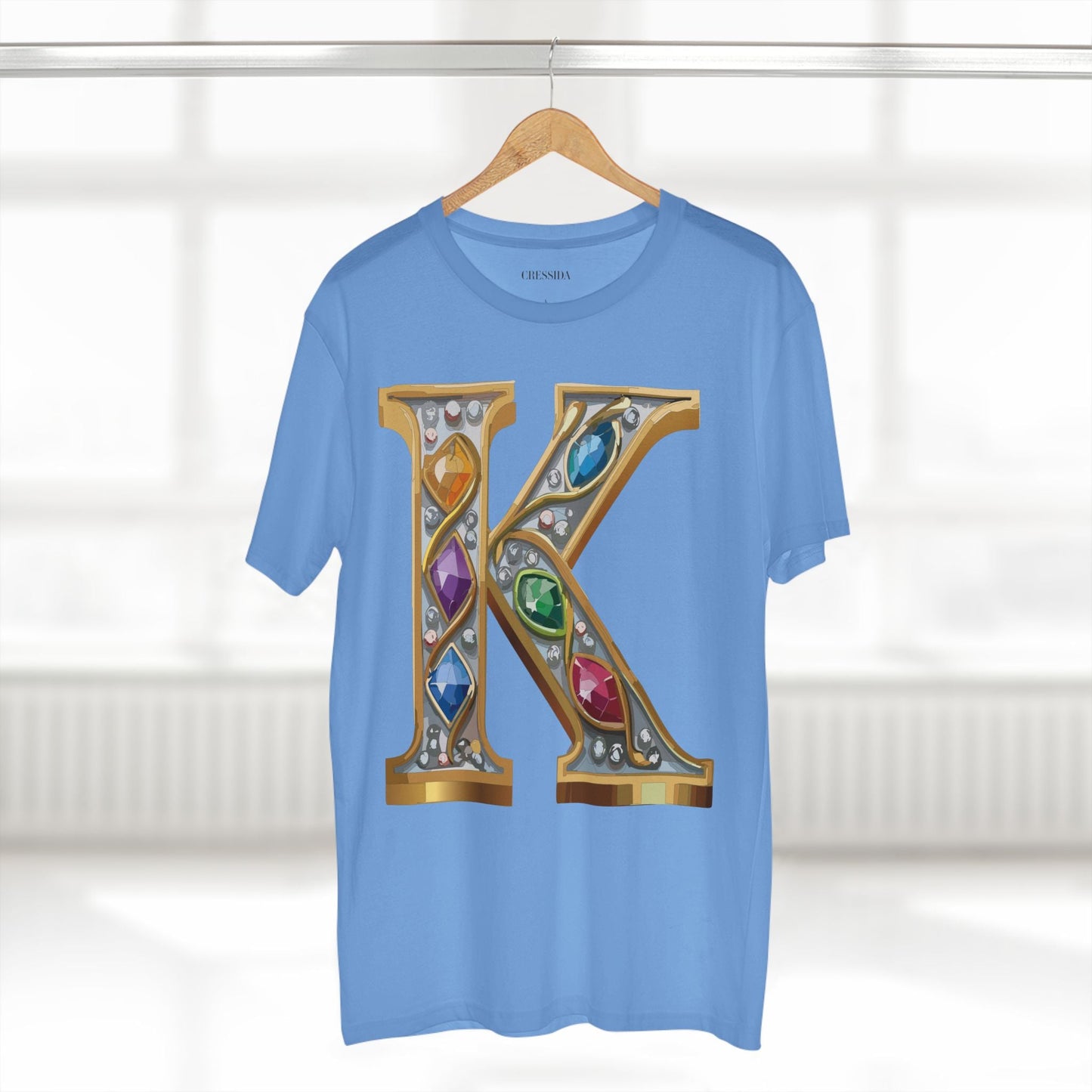 Letter K Graphic Design Tee Unisex 100 Cotton With Antique Gold Letters Artwork T-Shirt