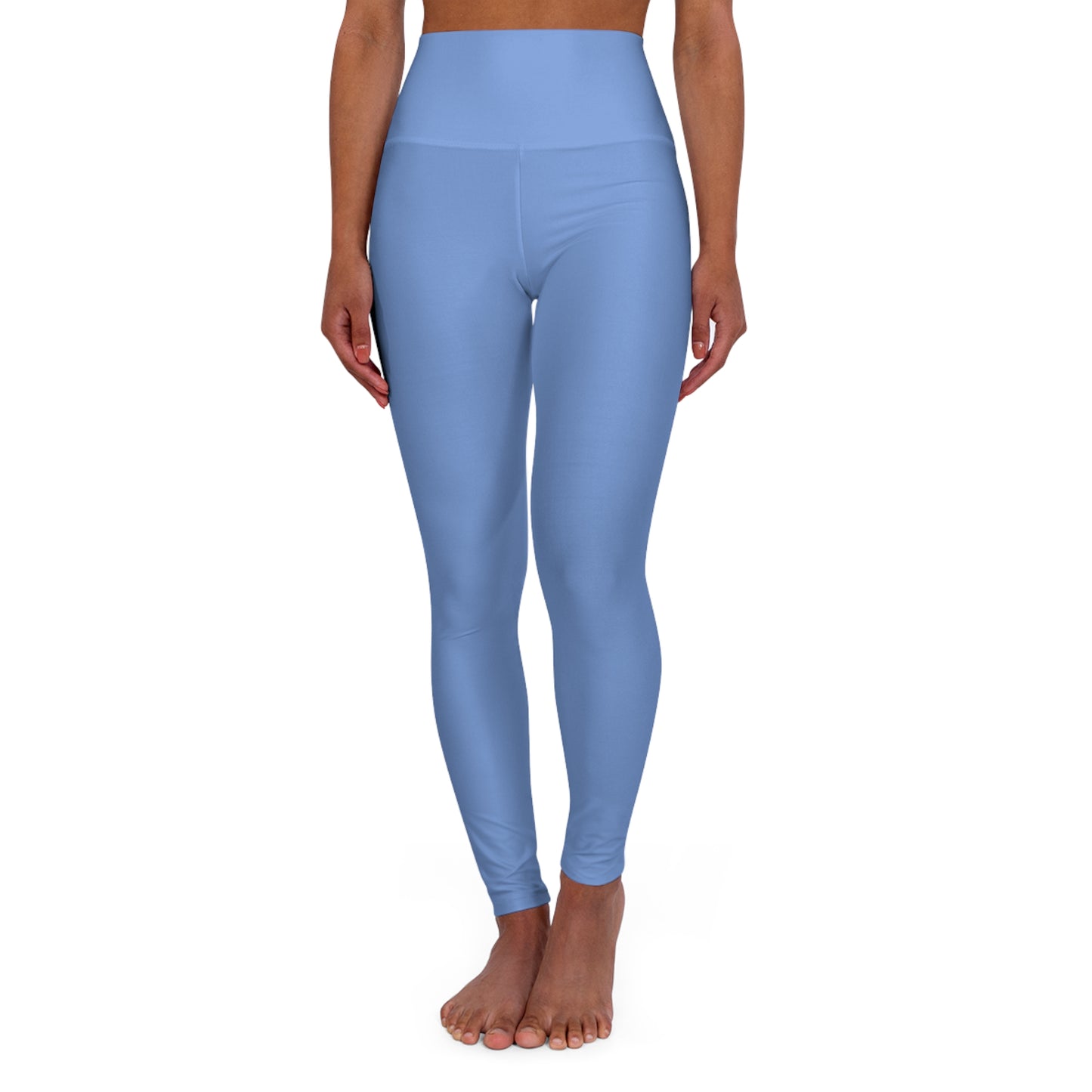 High-Waist Wisteria Blue Yoga Leggings Women's Seamless Poly-Span Stretchy Sky Blue Activewear